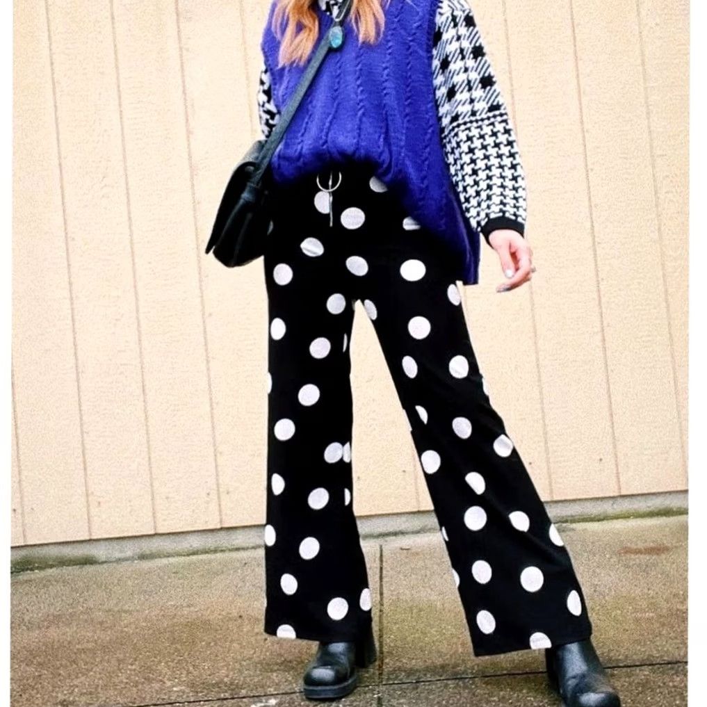 Vintage VINTAGE Wearever Pants Polka Dot Wide Leg High Rise 90s M Womens Size 32" / US 10 / IT 46 - 6 Thumbnail