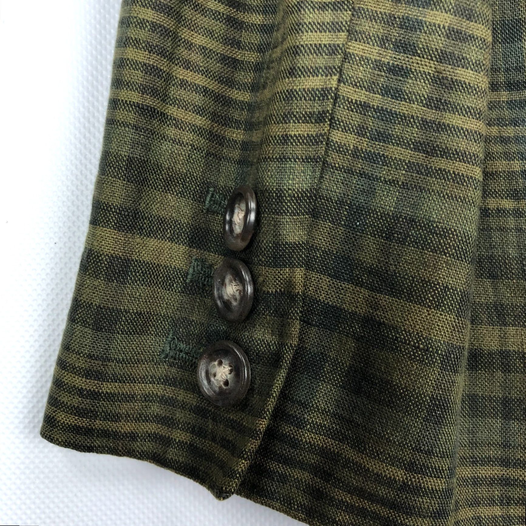 Banana Republic VINTAGE Banana Republic Blazer Jacket Sport Coat Plaid Green 100% Linen L 44R Mens Size 42R - 4 Thumbnail