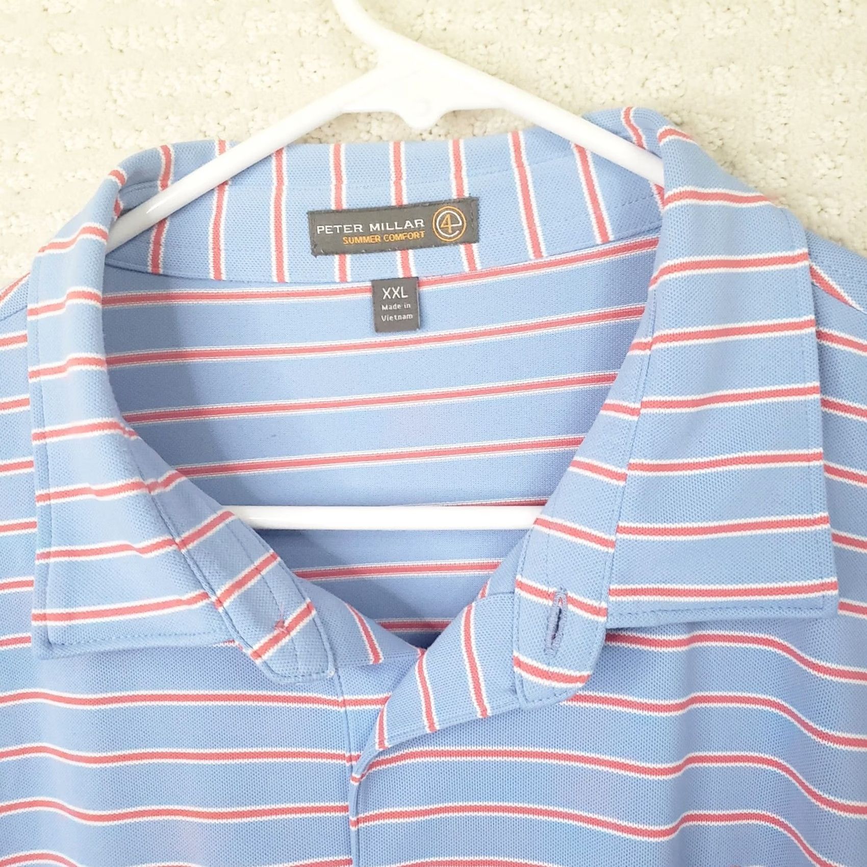 Peter Millar VINTAGE Peter Millar Shirt Mens 2XL Blue Striped Polo Short Sleeve Golf Casual Comfort Summer Performance All Seasons Stretch Knit Size US XXL / EU 58 / 5 - 4 Thumbnail
