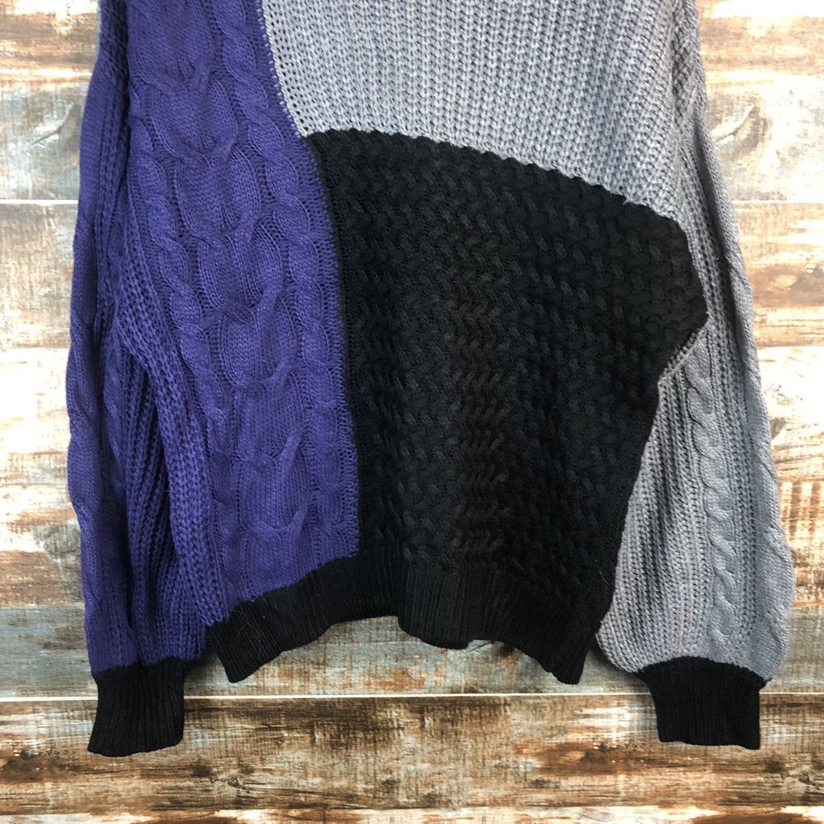 Homespun Knitwear DLL Vence Exchange patchwork style Grey Knitwear #C016 Size US M / EU 48-50 / 2 - 6 Thumbnail