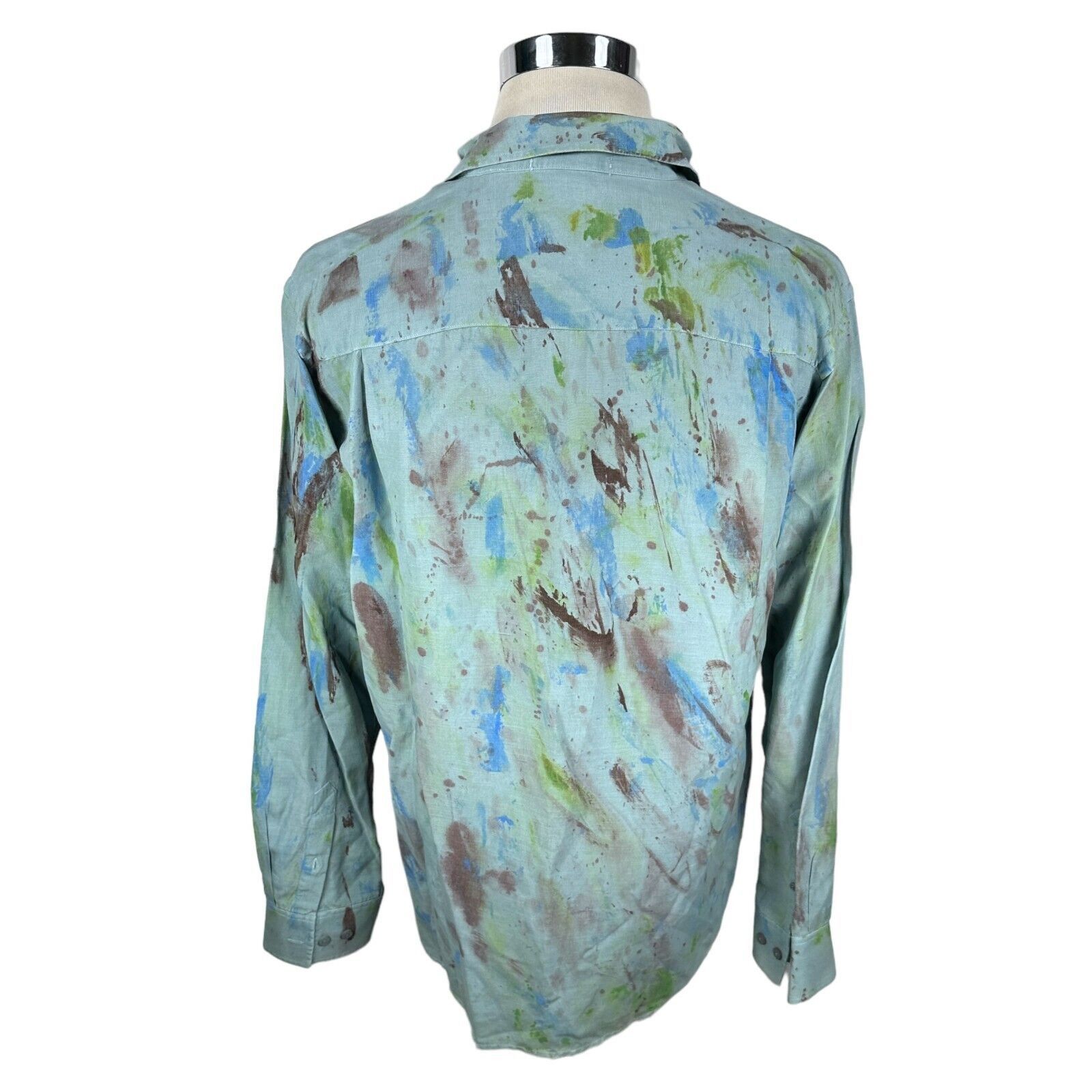 The Unbranded Brand Tulliano Paint Splatter Shirt Mens Large Silk Button Up Size US L / EU 52-54 / 3 - 5 Thumbnail