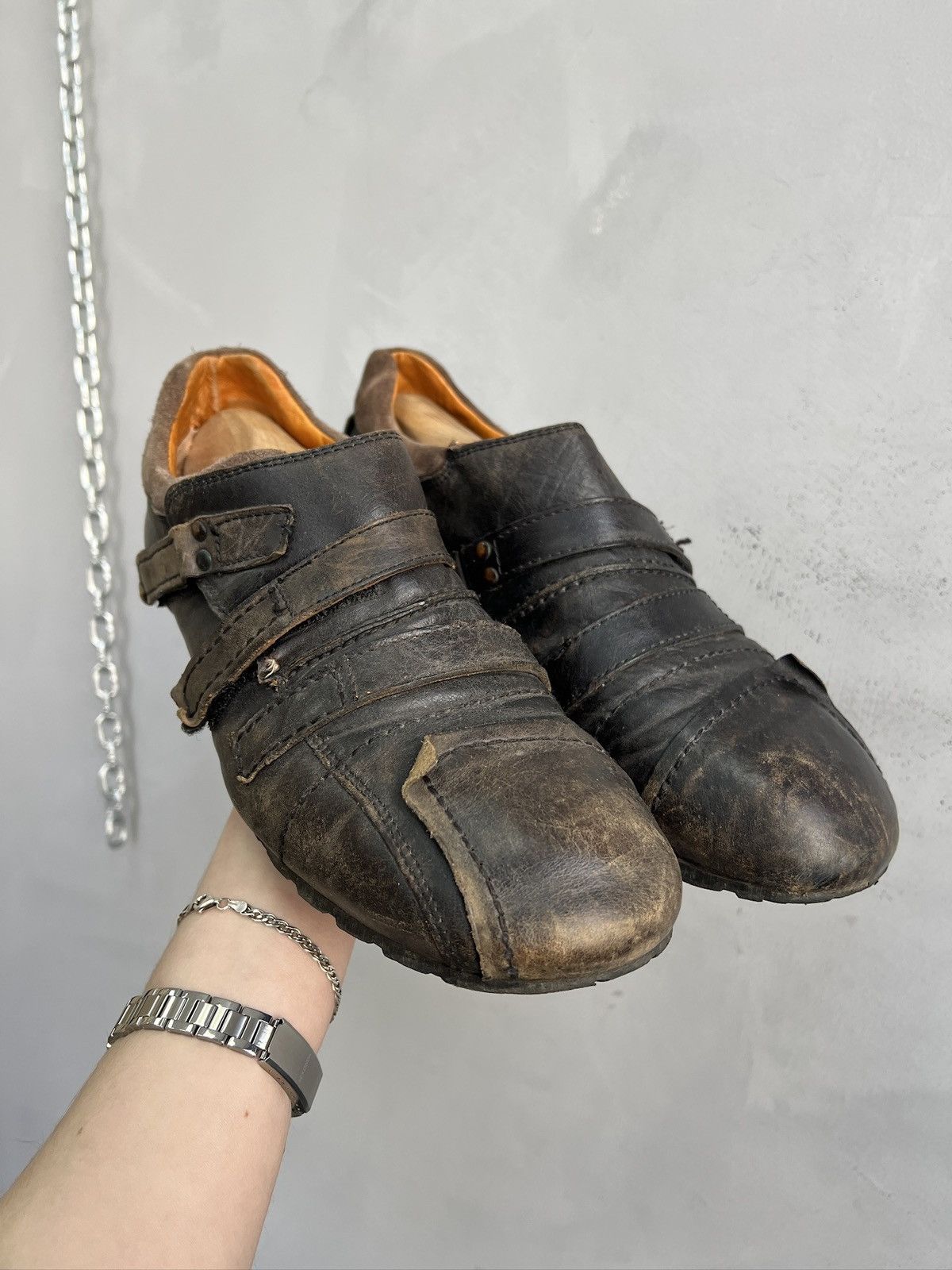 No Faith Studios Avant garde y2k low leather trainers Dirk bikkembergs style Size US 11 / EU 44 - 1 Thumbnail