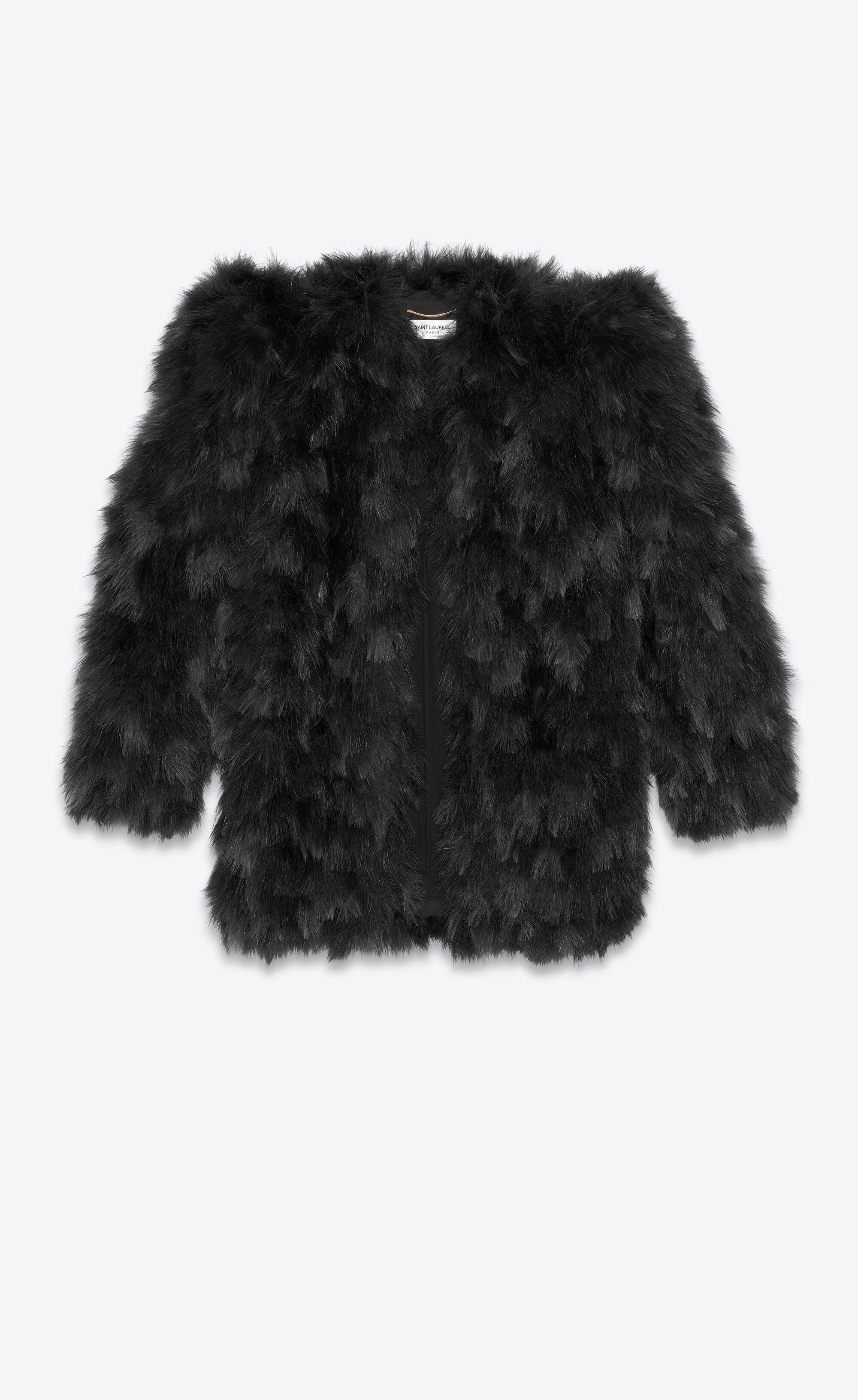 Saint Laurent Paris o1bcso1str1224 Feather Jacket In Silk Organza in Black Size M / US 6-8 / IT 42-44 - 2 Thumbnail