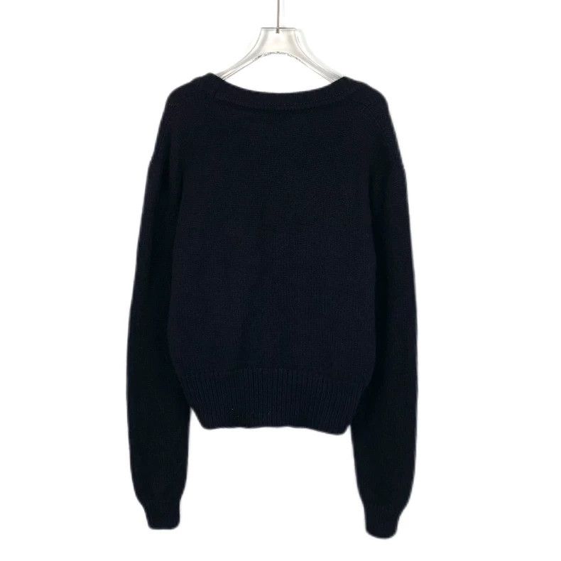 Saint Laurent Paris Saint Laurent Black logo sequined cashmere V-neck knit card Size S / US 4 / IT 40 - 2 Thumbnail