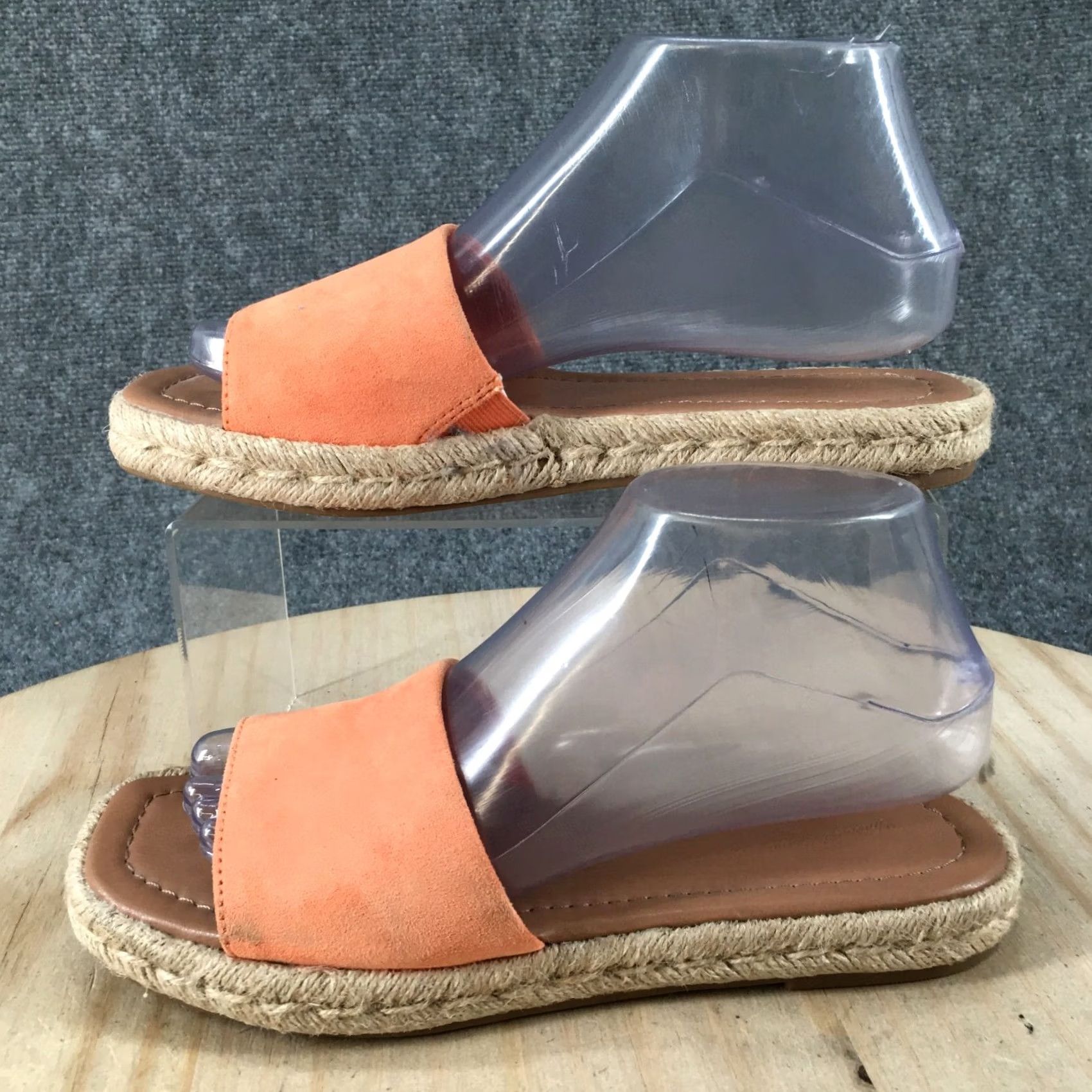 Vintage Universal Thread Sandals Womens 7 Square Toe Slide Espadrille Flats Orange Shoes Sandal Slip On Flat Casual Womens 7 Orange Size US 7 / IT 37 - 2 Thumbnail