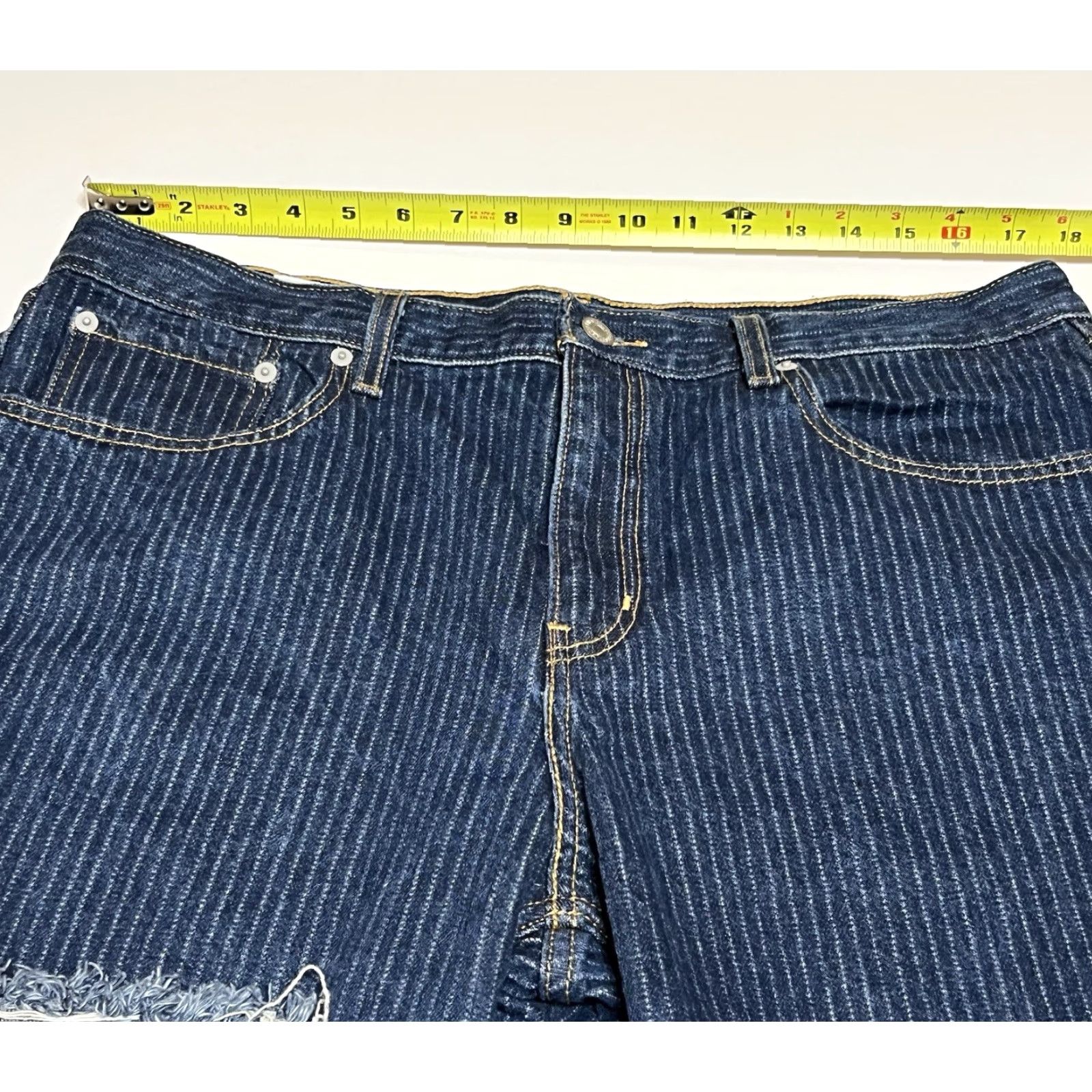 Levi's Levi's Jeans Pinstriped Low Pro Relaxed Straight Leg Womens 35x29 Denim Blue 5-Pocket Closure Button Zip Jeans Size 24" / US 00 / IT 34 - 3 Thumbnail