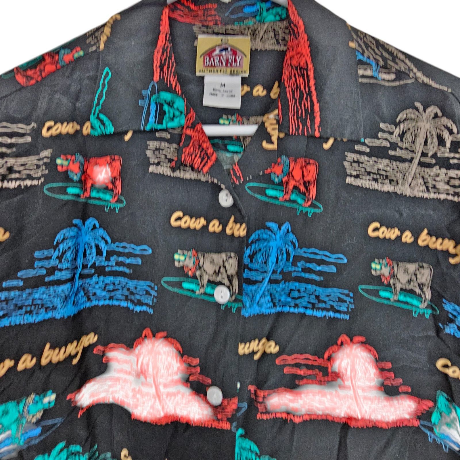 Barney Cools Barn Fly Mens Cow A Bunga Shirt Sz M All Over Print Tropical Size US M / EU 48-50 / 2 - 2 Thumbnail