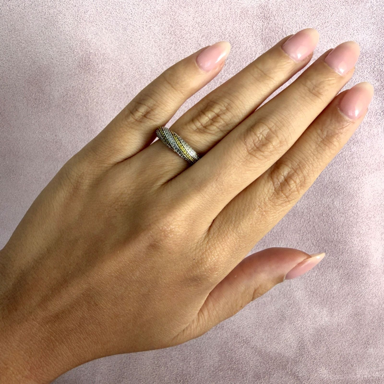 Sterling Silver affinity sterling silver yellow diamond band ring size 5.75 Size ONE SIZE - 2 Thumbnail