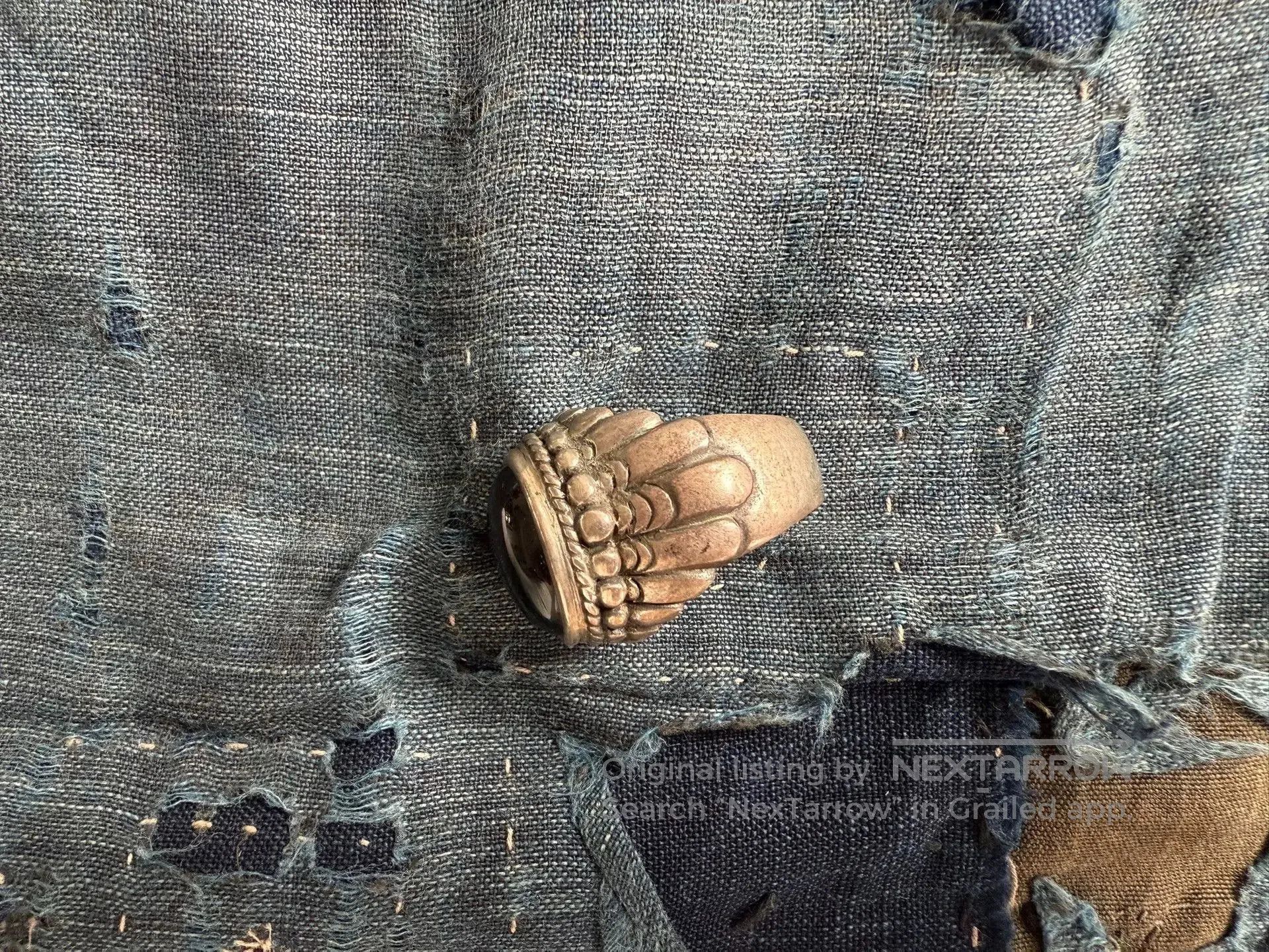 The Great Frog The Great Frog Handmade Silver Obsidian Ring. Size ONE SIZE - 3 Thumbnail