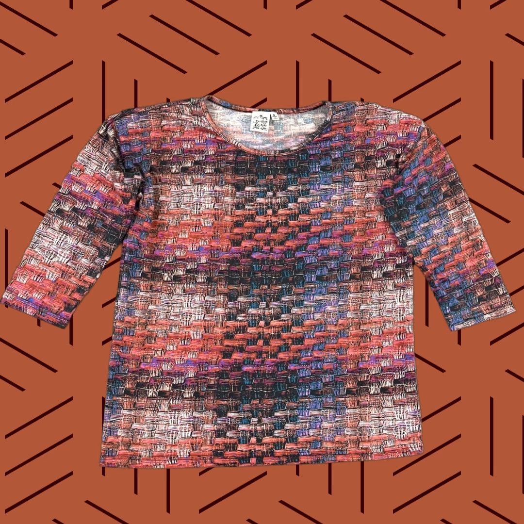 Asket Parsley & Sage Blouse Top Womens Small Abstract Art to Wear Woven Basket Shirt Size S / US 4 / IT 40 - 1 Thumbnail