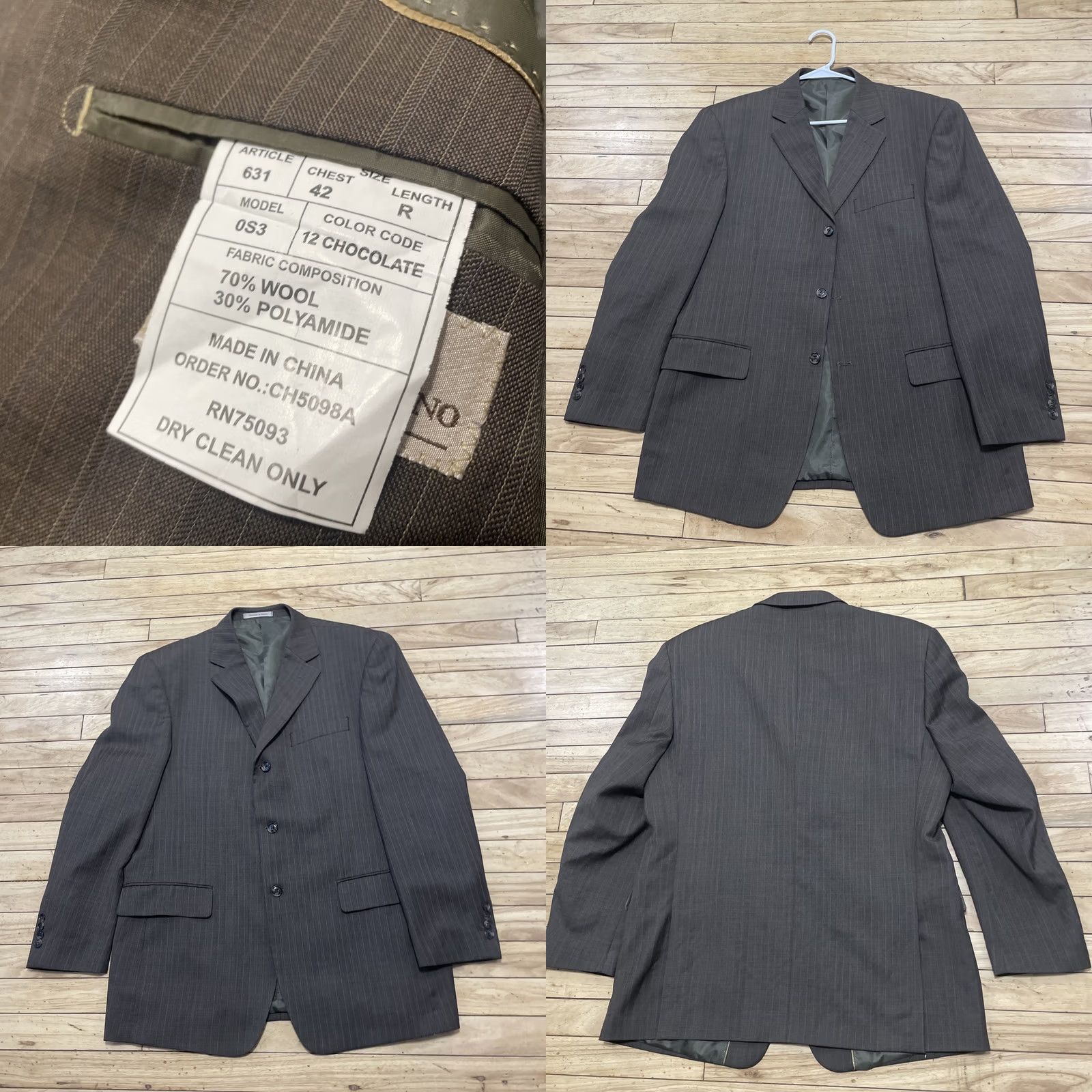 Valentino Franco Valentino vtg Brown Sport Coat Men 42 R Wool Stripe Retro 1970s EUC - Valentino Sport coat, Men, 42, Brown, Wool Stripe, 1970s, EUC Size US XS / EU 42 / 0 - 11 Thumbnail