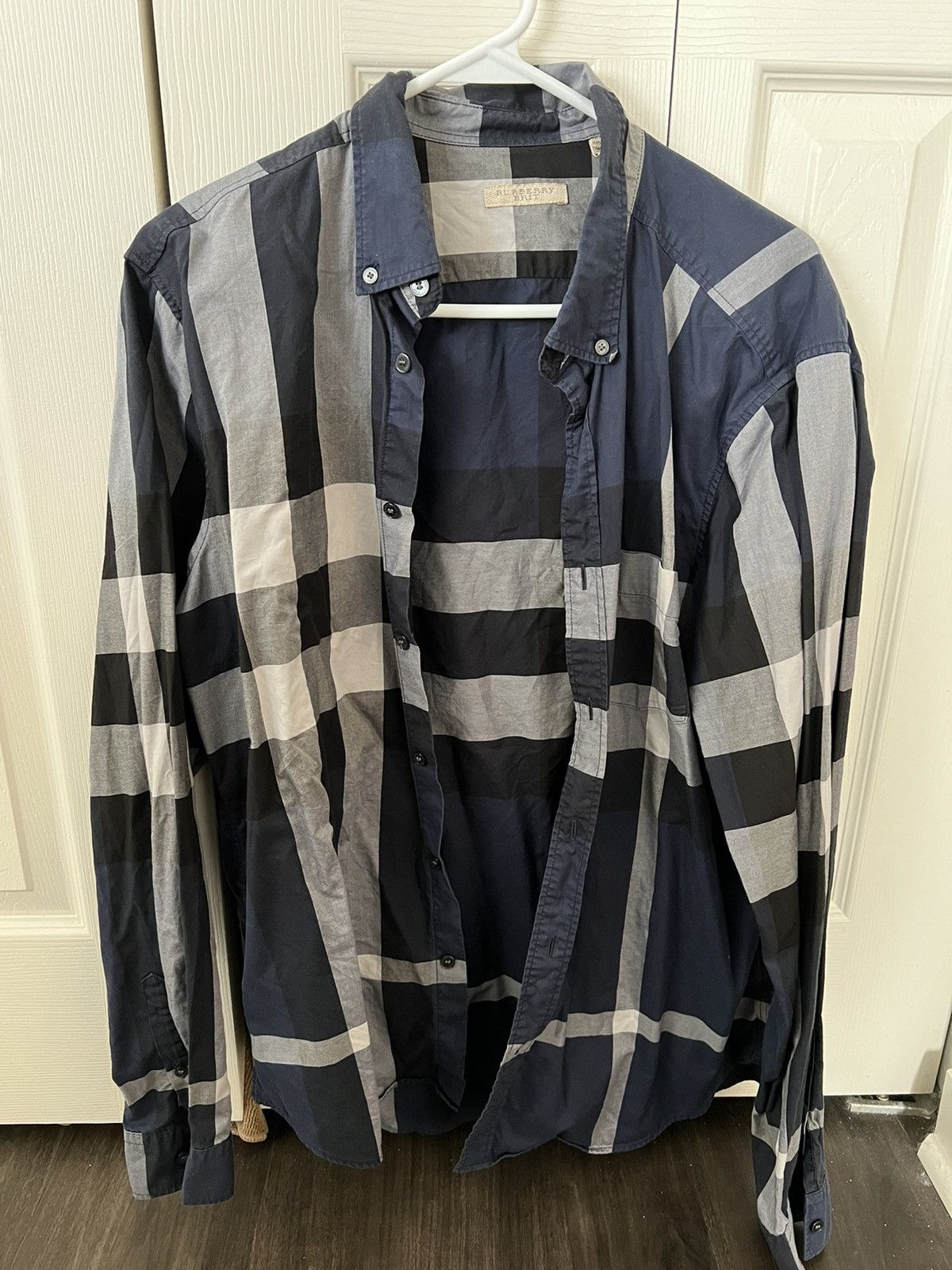 image of Burberry Brit Blue Check Shirt, Men's (Size Large)