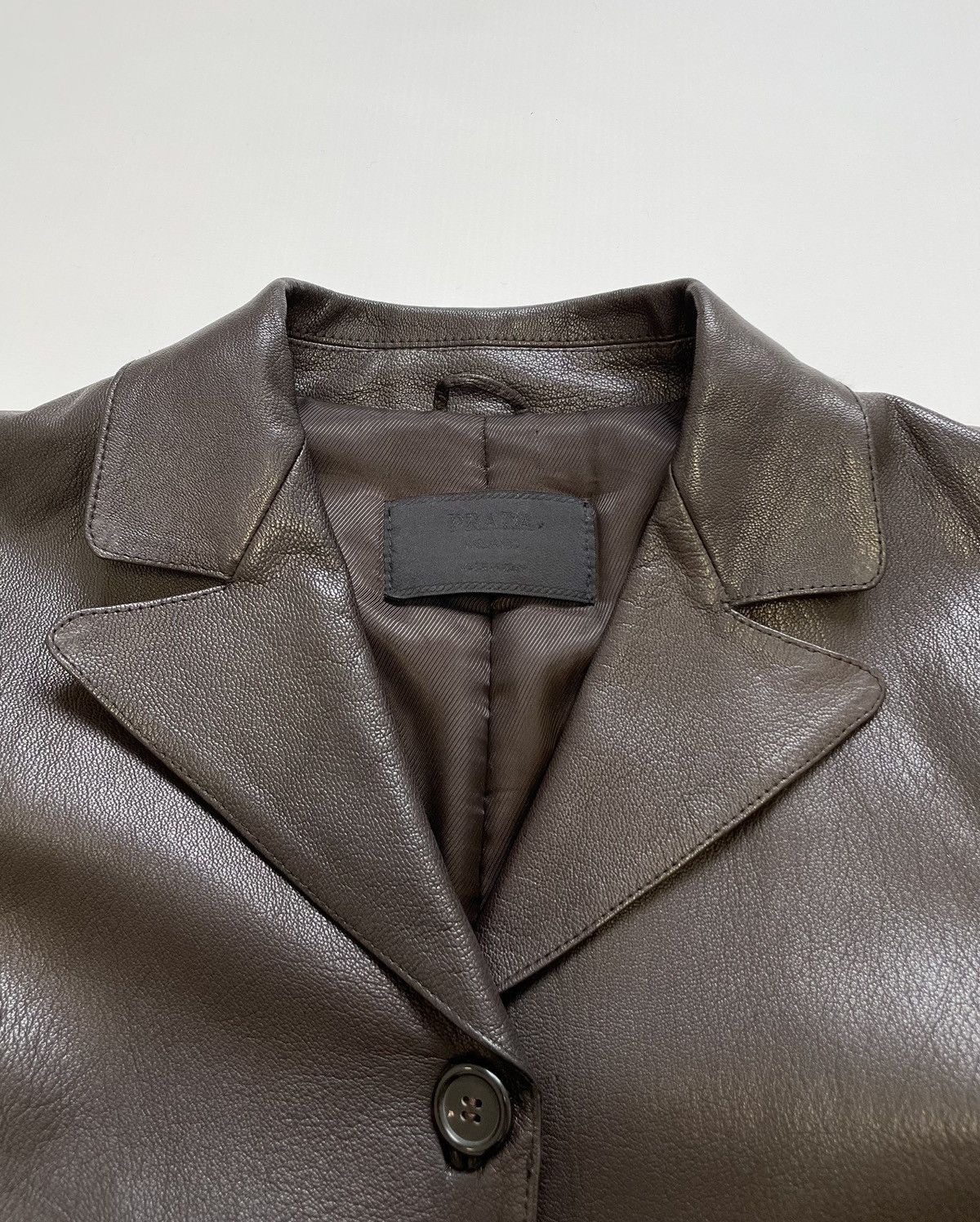 Prada A/W 2000 Button Front Brown Leather Jacket Size US S / EU 44-46 / 1 - 3 Thumbnail