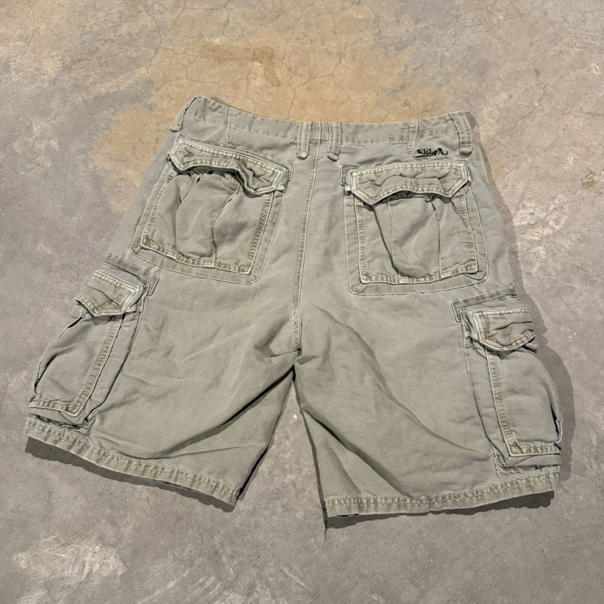 Quiksilver Vtg 2000s Quiksikver Faded 3D Cargo Pocket Baggy Shorts ERD Size US 34 / EU 50 - 8 Thumbnail