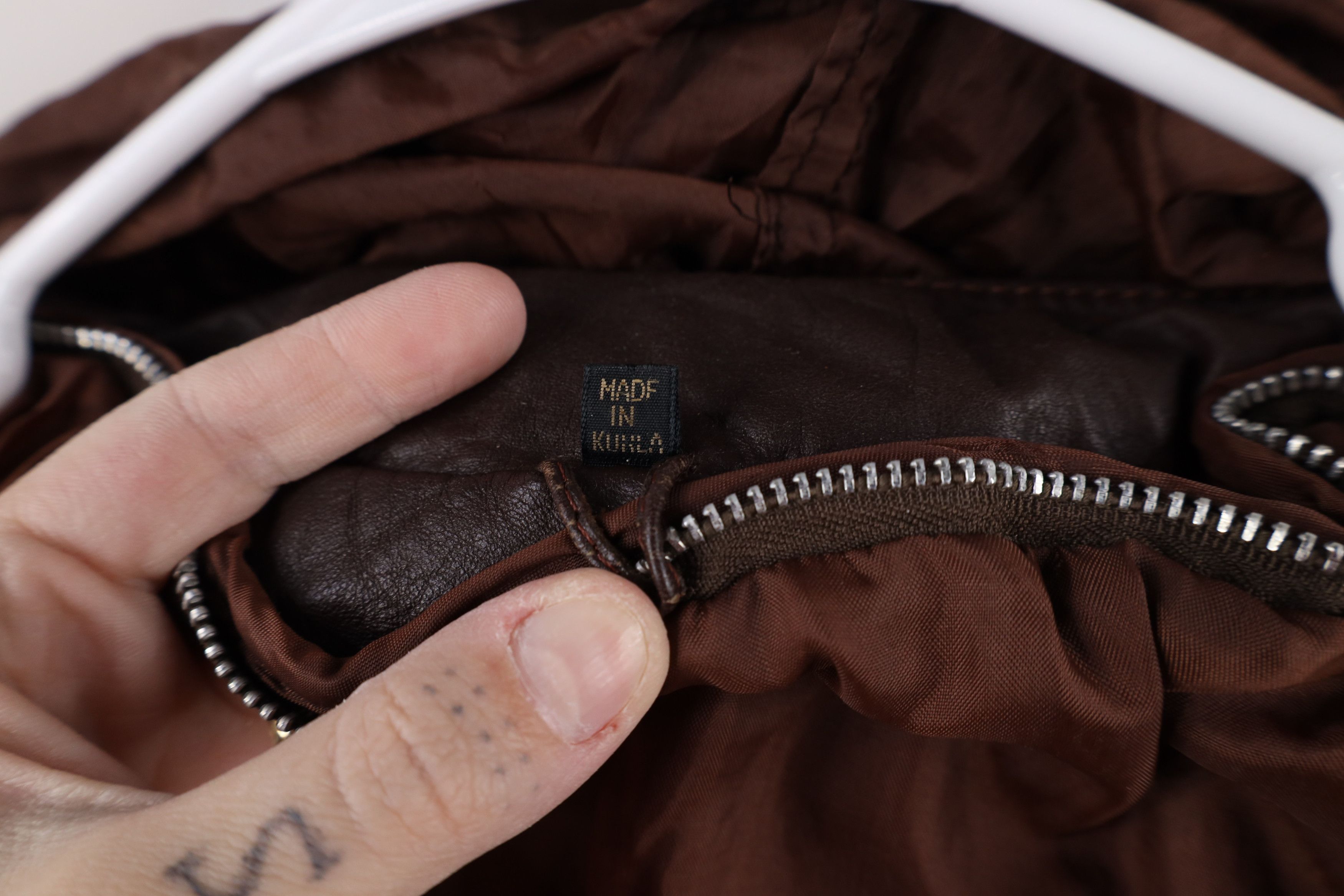 Vintage Vintage 70s Streetwear Hooded Leather Bomber Jacket Brown Size US L / EU 52-54 / 3 - 10 Thumbnail