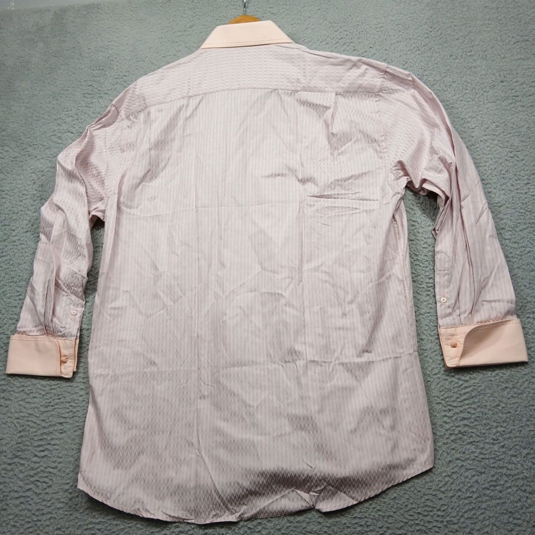 Steven Alan Steven Land Dress Shirt Mens 17.5 Pink Stripe Contrast Cuff Long Sleeve Button Up Collared 100% Cotton Size 48R - 3 Thumbnail