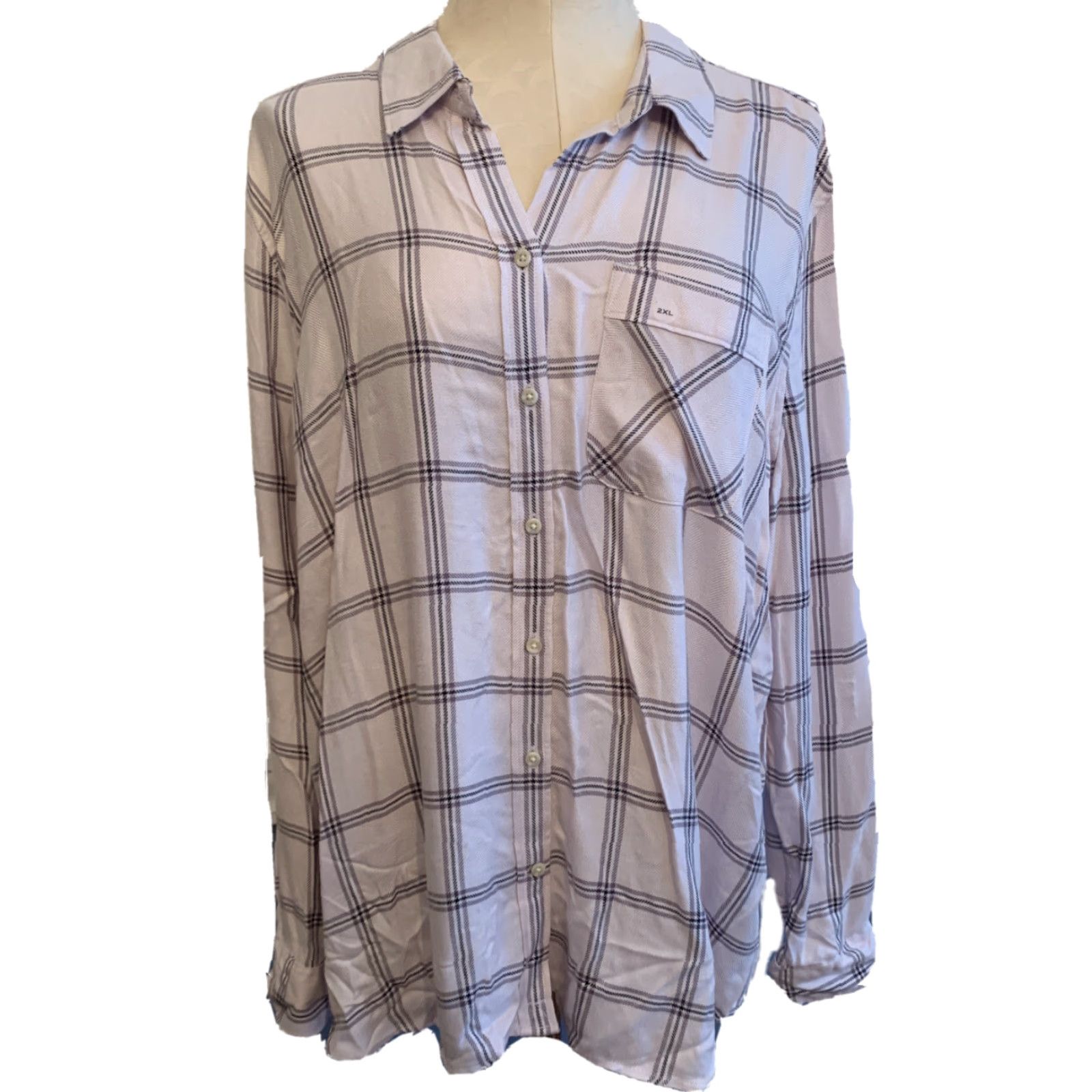 Eddie Bauer Eddie Bauer Shirt Women 2XL Pink Plaid Button Up Lightweight 100% Rayon NWOT Size XXL / US 16-18 / IT 52-54 - 2 Thumbnail