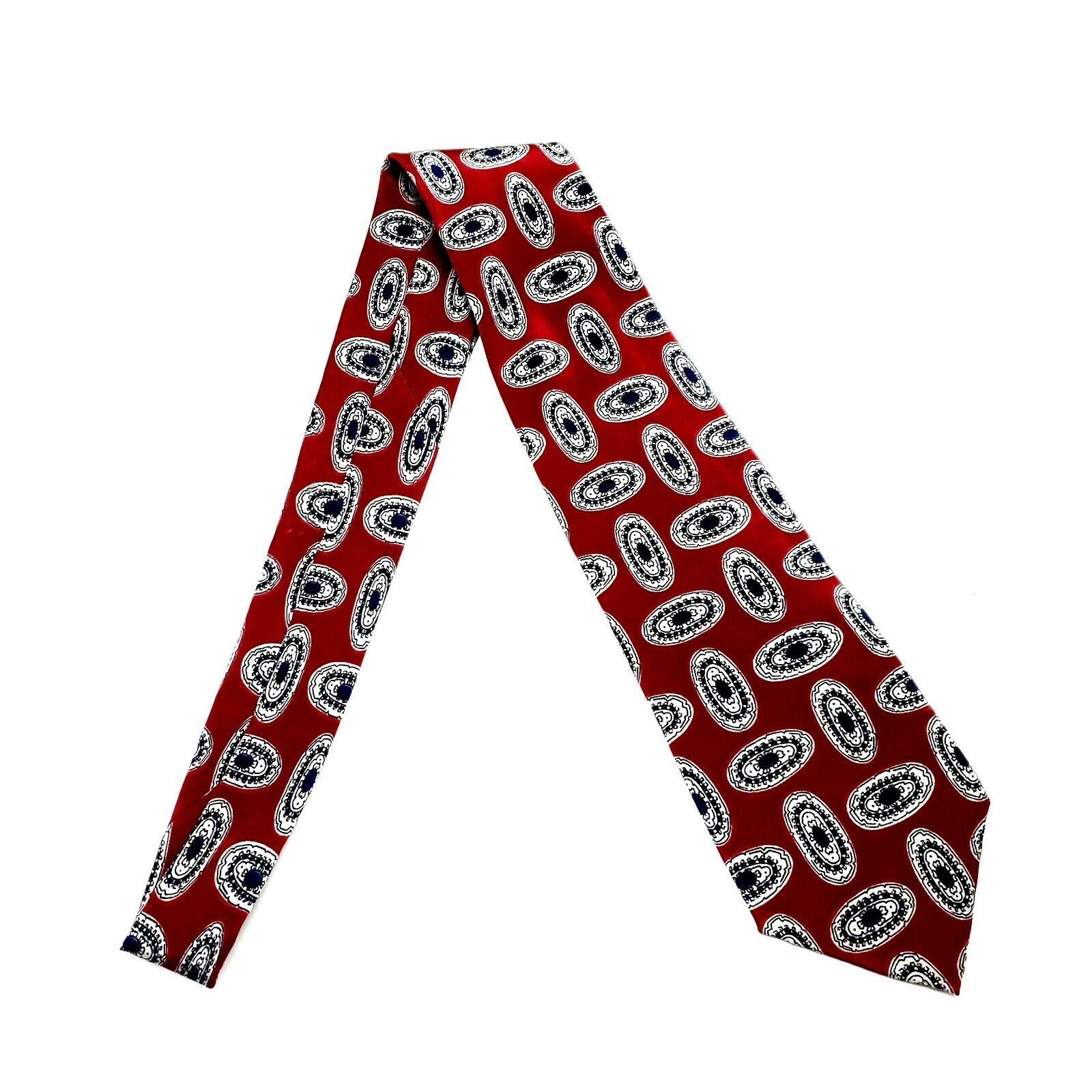 Lanvin DAMAGED Lanvin Silk Tie Print Maroon Red Geometric Short Size ONE SIZE - 5 Thumbnail