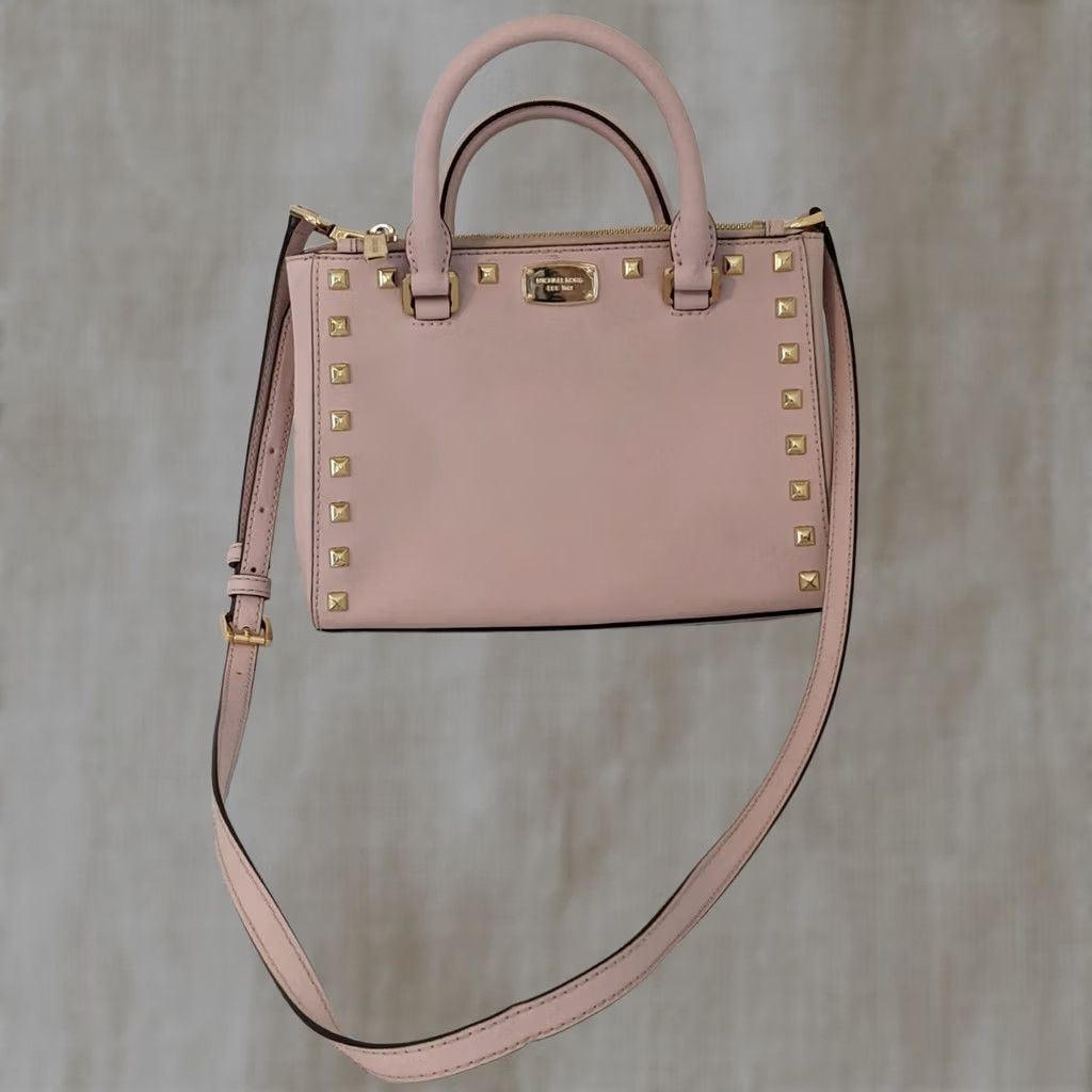 Michael Kors Michael Kors Satchel Bag Mini Saffiano Leather Studded Pink Purse Size ONE SIZE - 1 Thumbnail