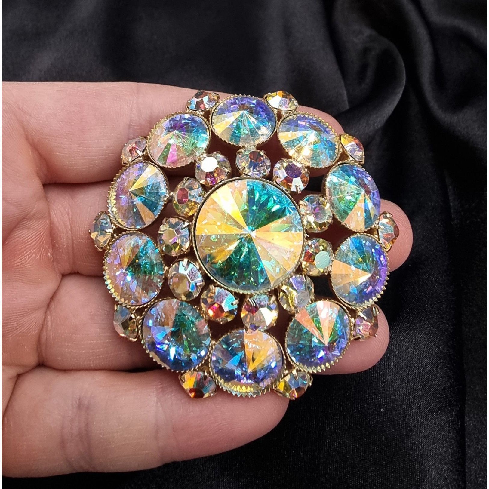 Vintage Vintage 1950's-1960's Watermelon AB Rhinestone Brooch Size ONE SIZE - 4 Thumbnail