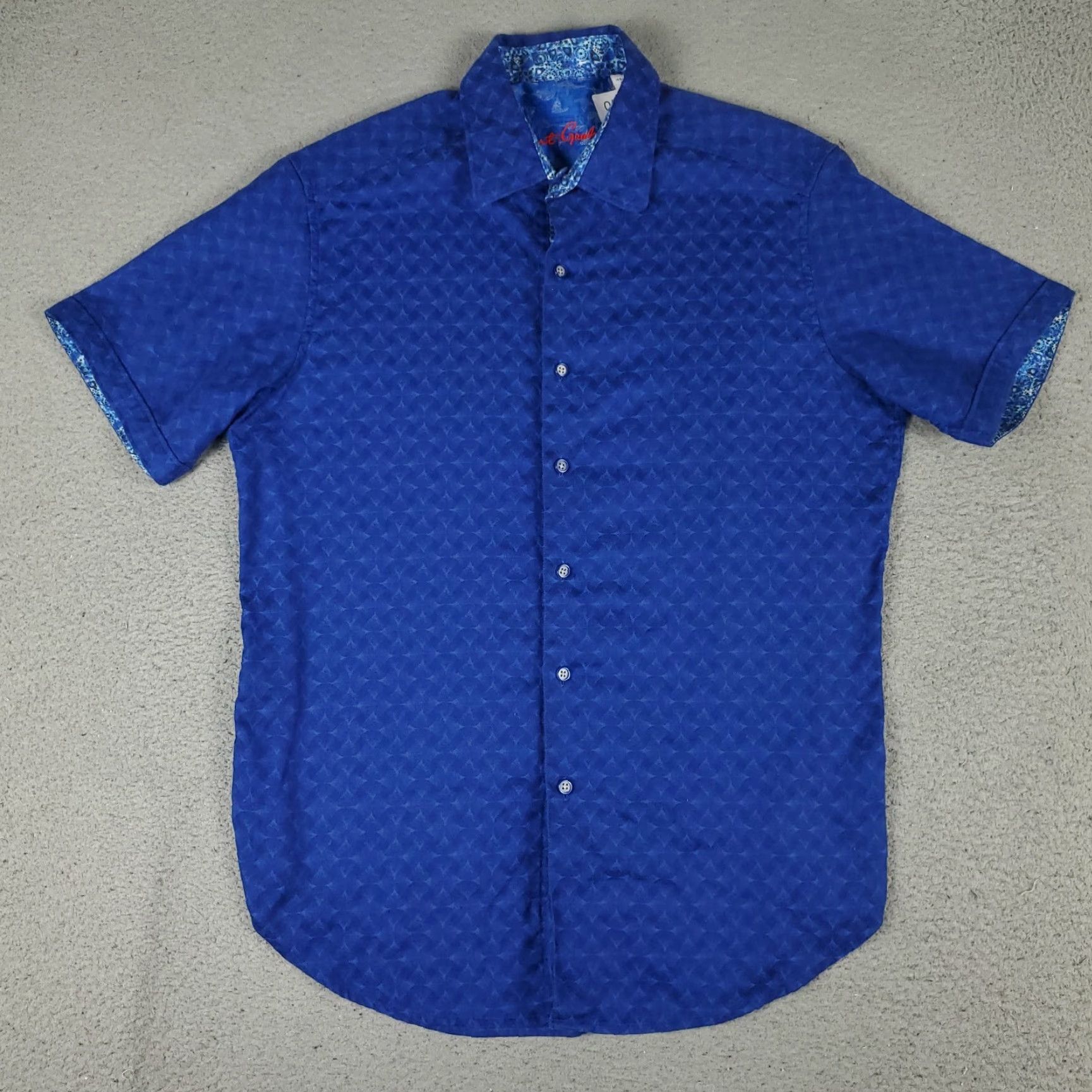 Robert Graham Robert Graham Button-Up Shirt Mens Medium Blue Geometric Short Sleeve Classic Preppy Size US M / EU 48-50 / 2 - 2 Thumbnail