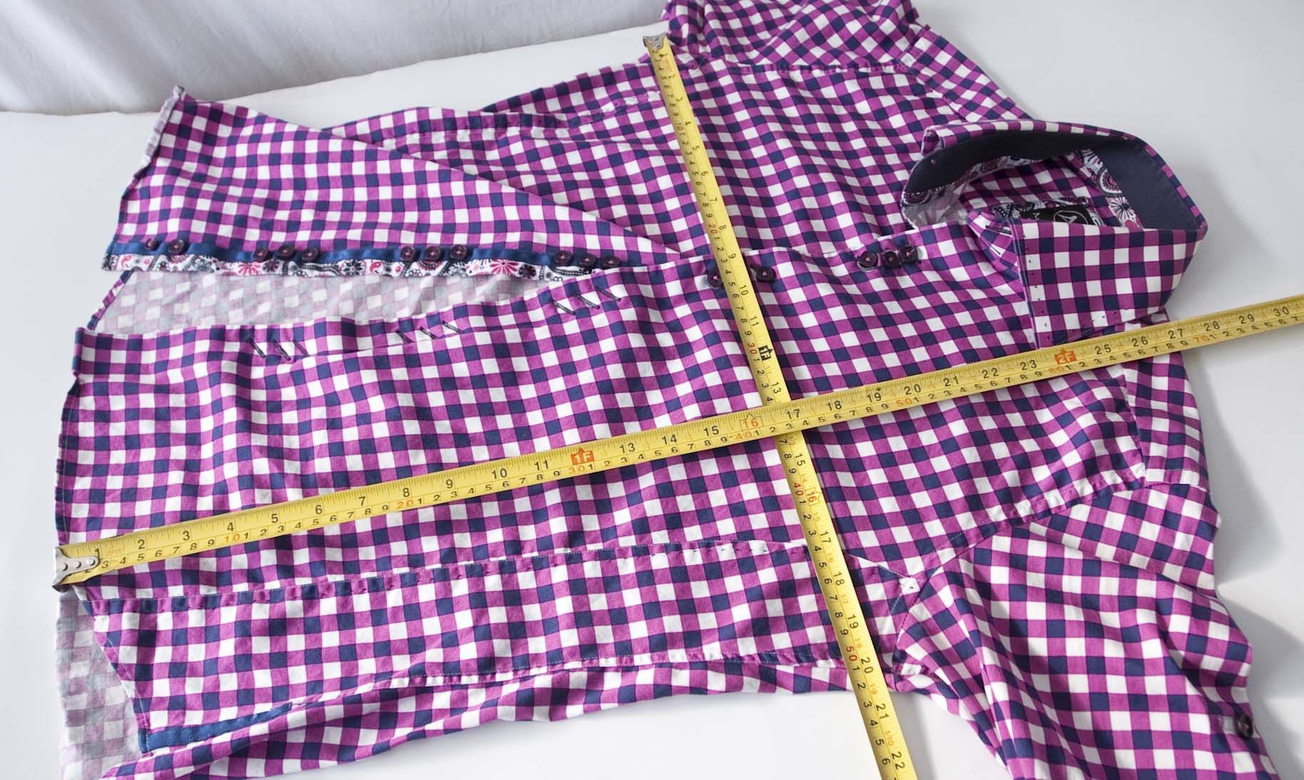 Au Noir Au Noir Shirt Cufflink Size 3/M Plaid Purple/ Blue Size US M / EU 48-50 / 2 - 4 Thumbnail