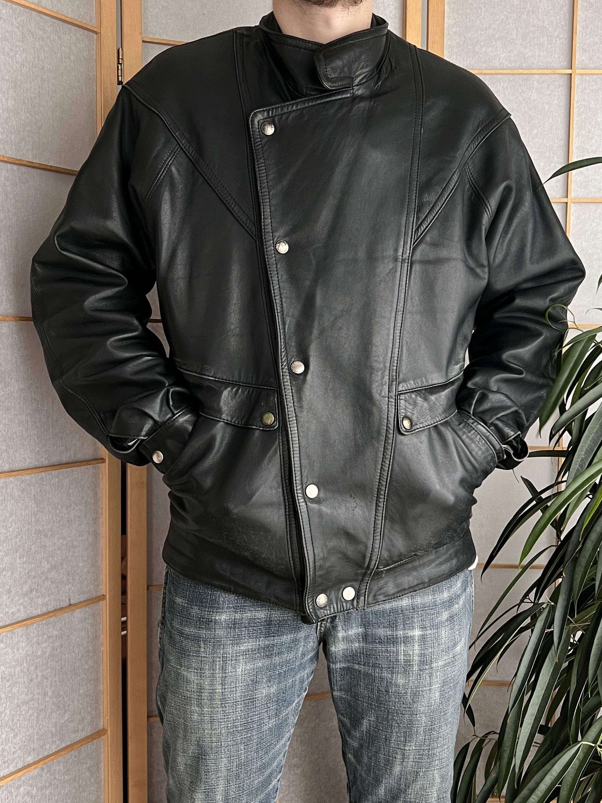 Hysteric Glamour Rare Asymmetric rick owens type leather bomber racing jacket Size US L / EU 52-54 / 3 - 18 Thumbnail