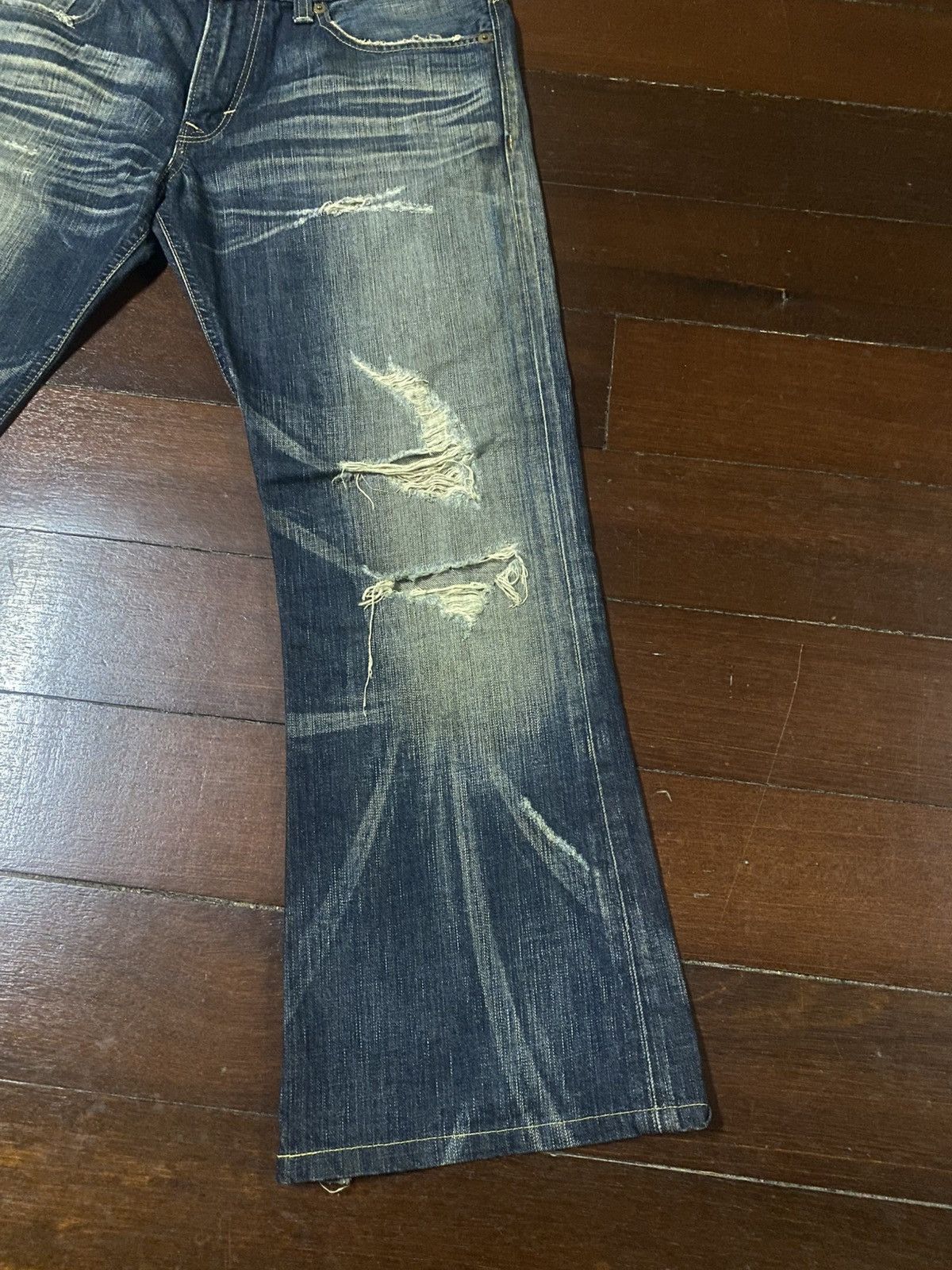 If Six Was Nine Japanese Edwin 503 Flared Jeans Distressed Jeans mud wash Size US 37 - 4 Thumbnail