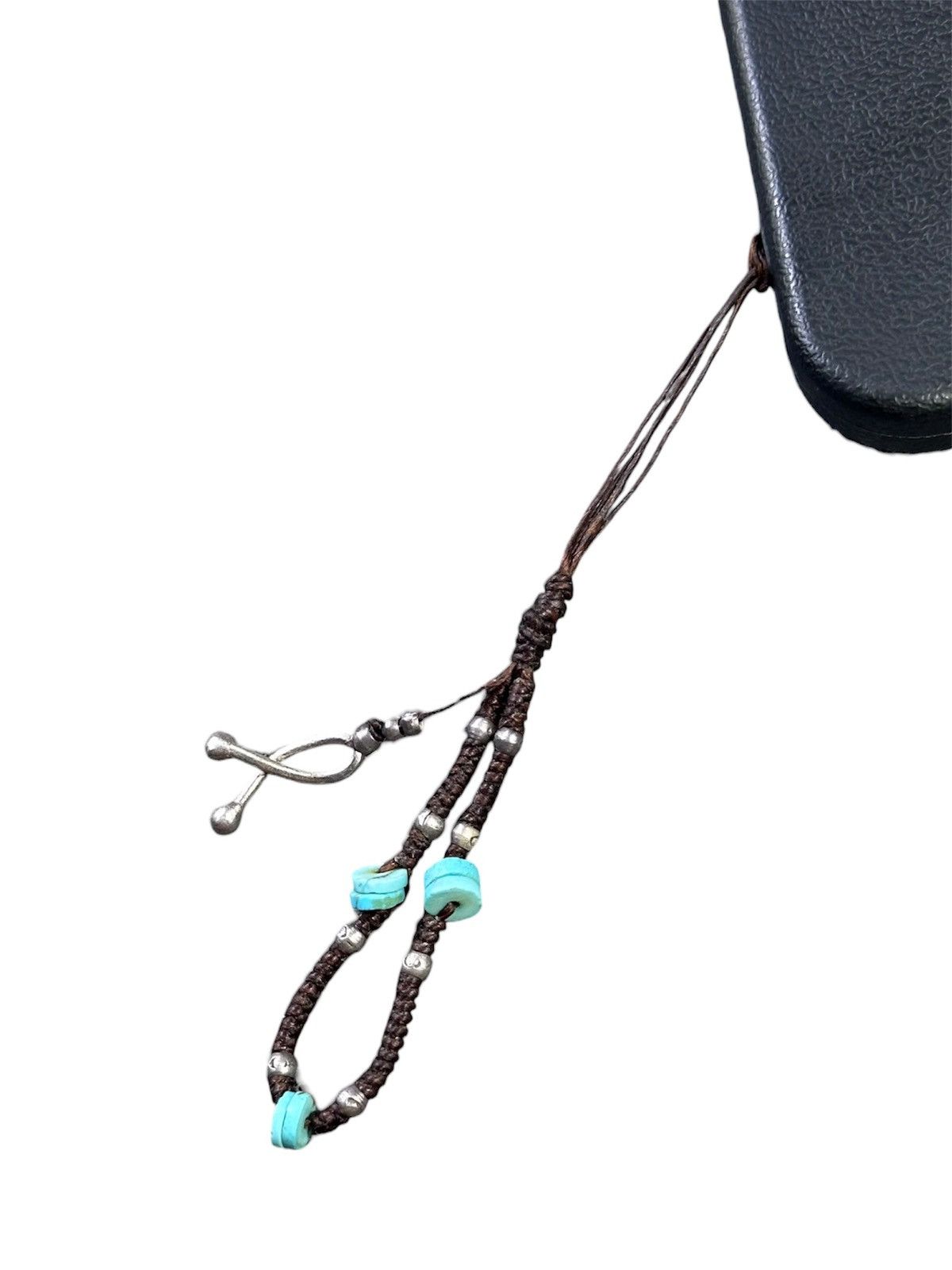 Vintage KAREN SILVER WITH TURQUOISE BRAIDED KEYCHAIN / PHONE STRAP Size ONE SIZE - 4 Thumbnail