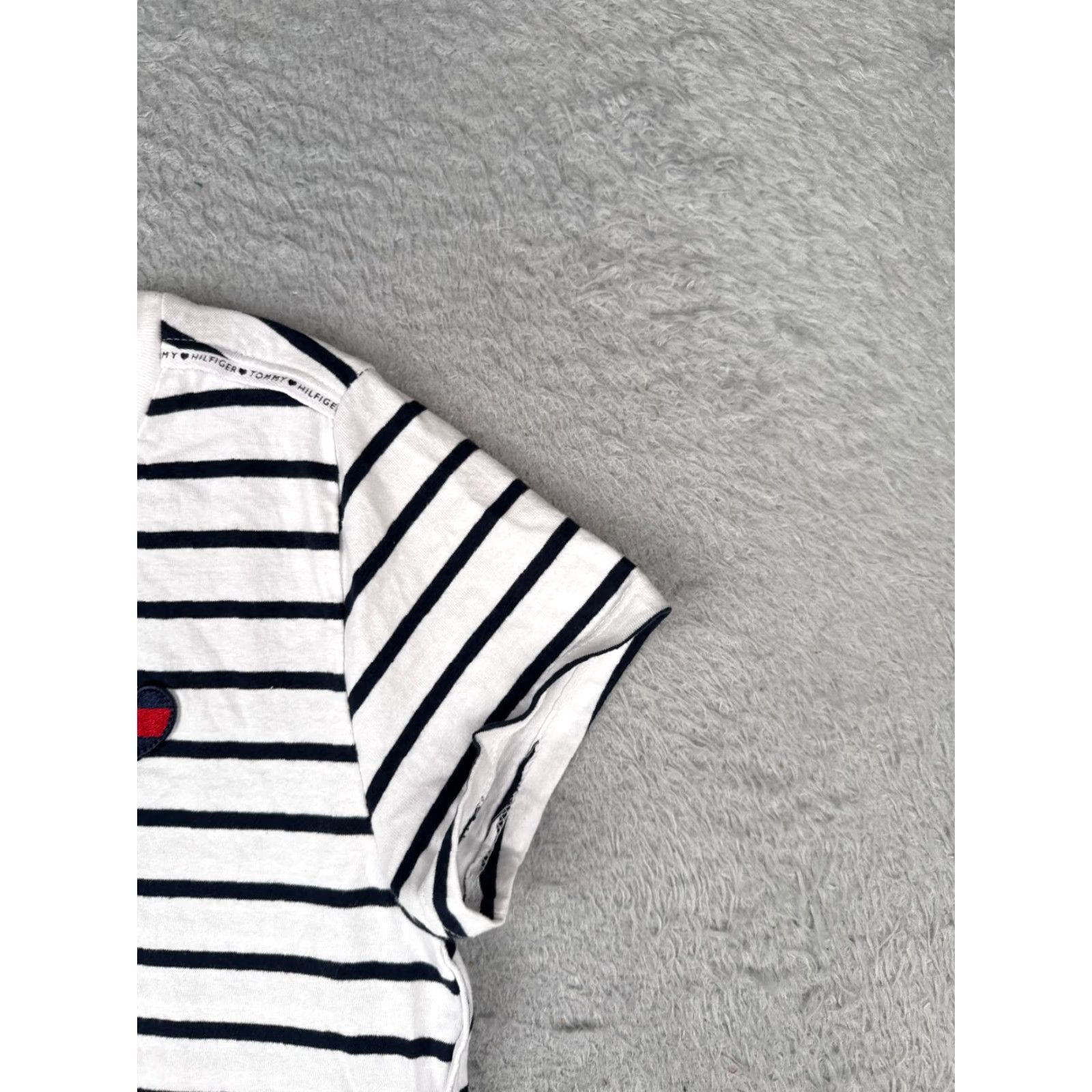 Tommy Hilfiger VINTAGE Tommy Hilfiger Dress Shirt Girls XL White Striped Crew Neck Jersey Cotton XL White Tee Dress 90s? Size XL / US 12-14 / IT 48-50 - 2 Thumbnail