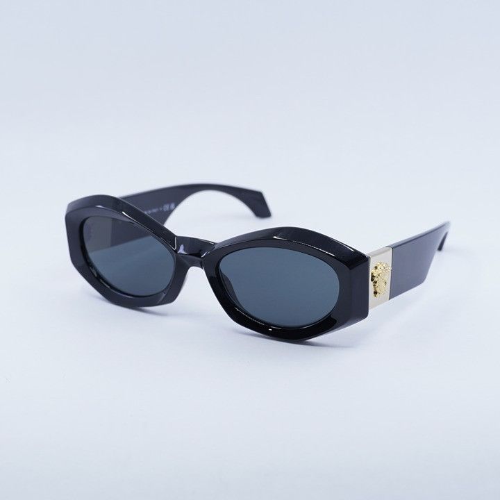 Versace Versace VE4466U GB1/87 Sunglasses Black Geometric Frame Size ONE SIZE - 2 Thumbnail