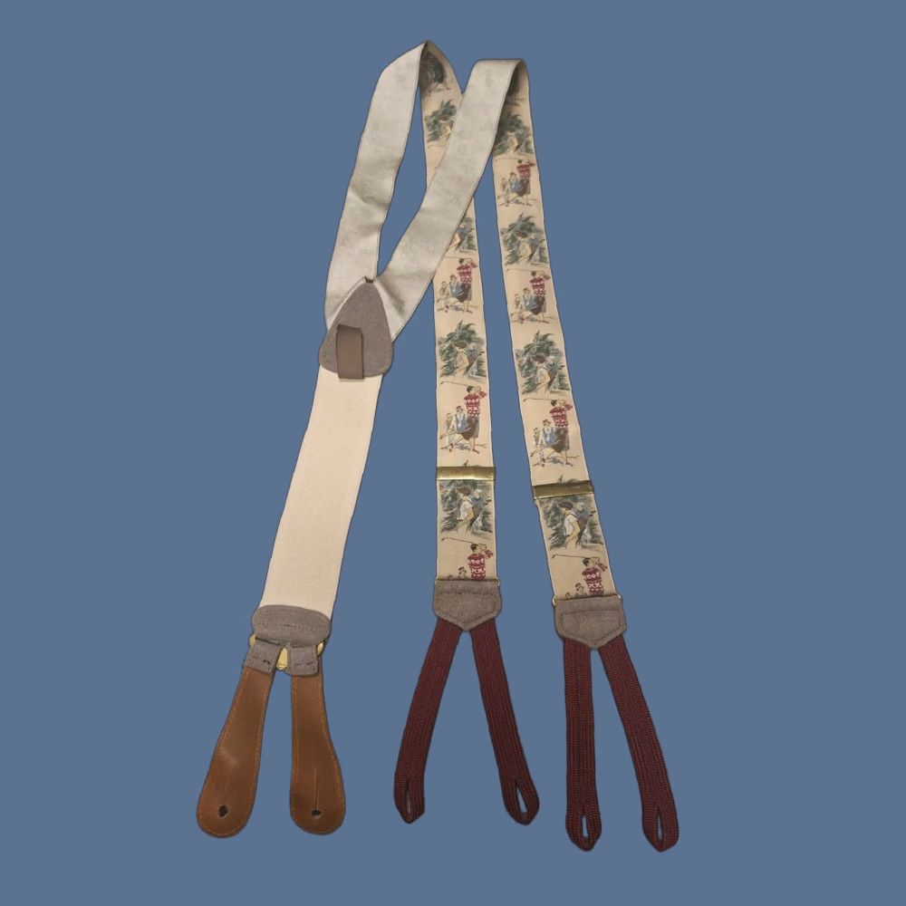 Trafalgar St. Andrews Golf Button Suspenders Silk Braces Multi-Color Men One Size Suspender Vintage No Wear