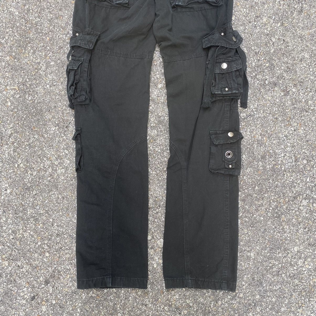 Japanese Brand Cargo Bondage Pants Multipocket Black Punk Grunge Size US 29 - 8 Thumbnail