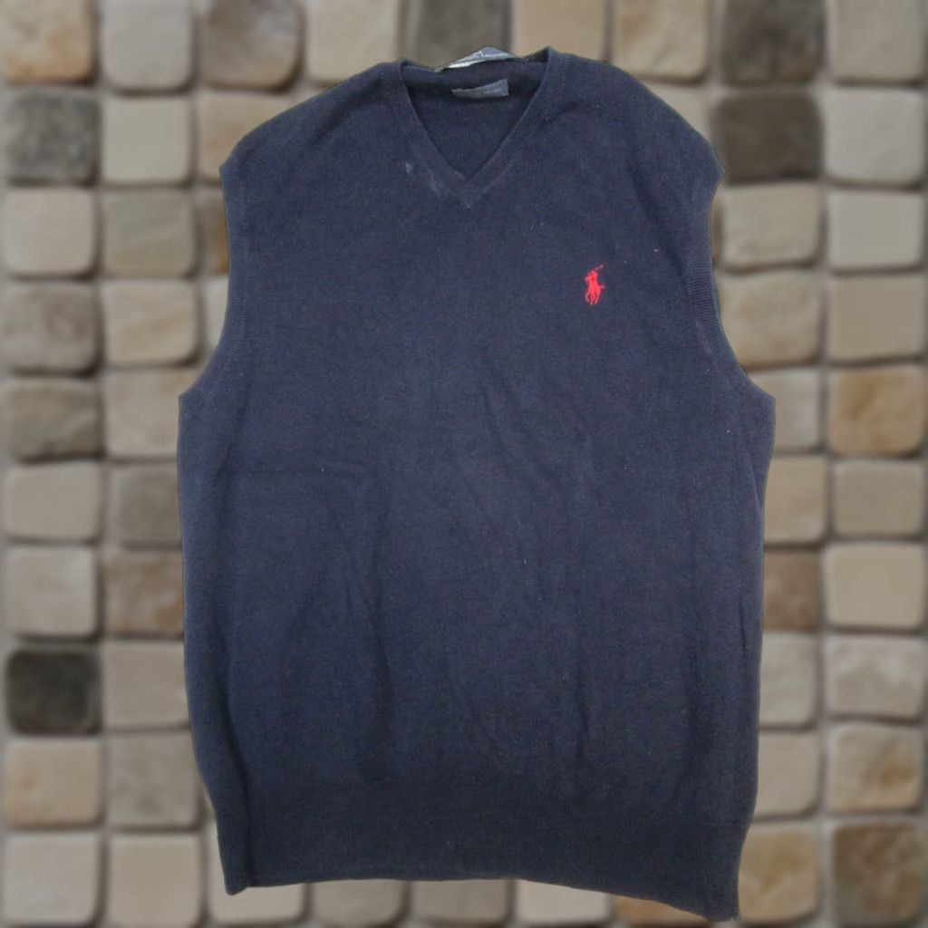 Polo Ralph Lauren VINTAGE Polo Ralph Lauren Sweater Vest Women Small Blue Knit Sleeveless V-Neck Casual Size S / US 4 / IT 40 - 1 Thumbnail