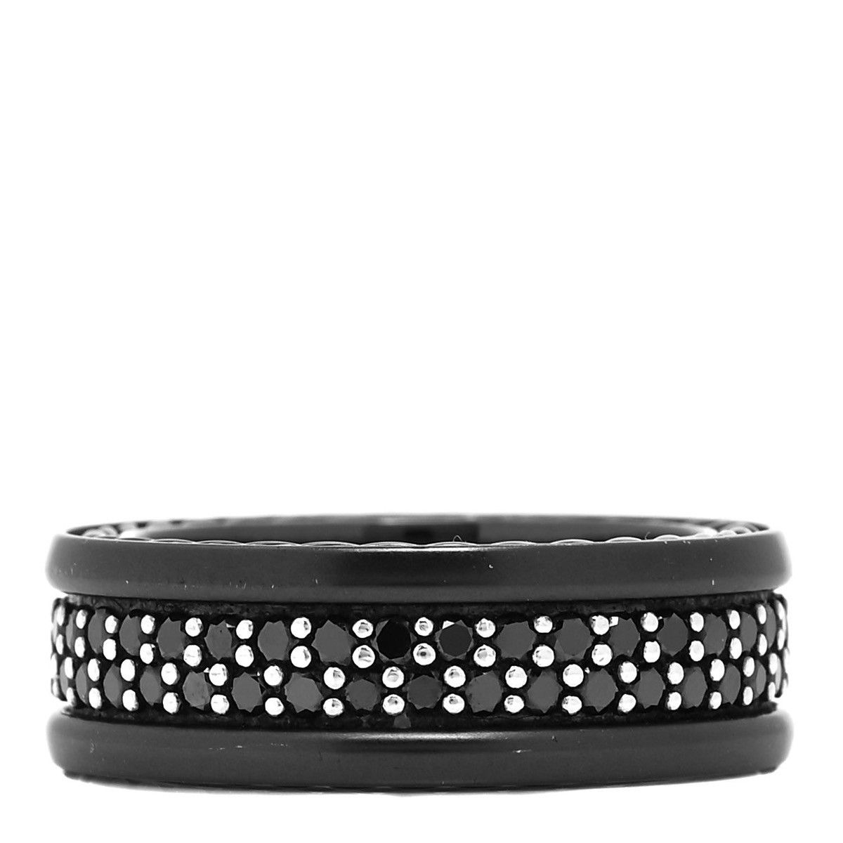 David Yurman Titanium Silver Black Diamond Two-Row Band Ring