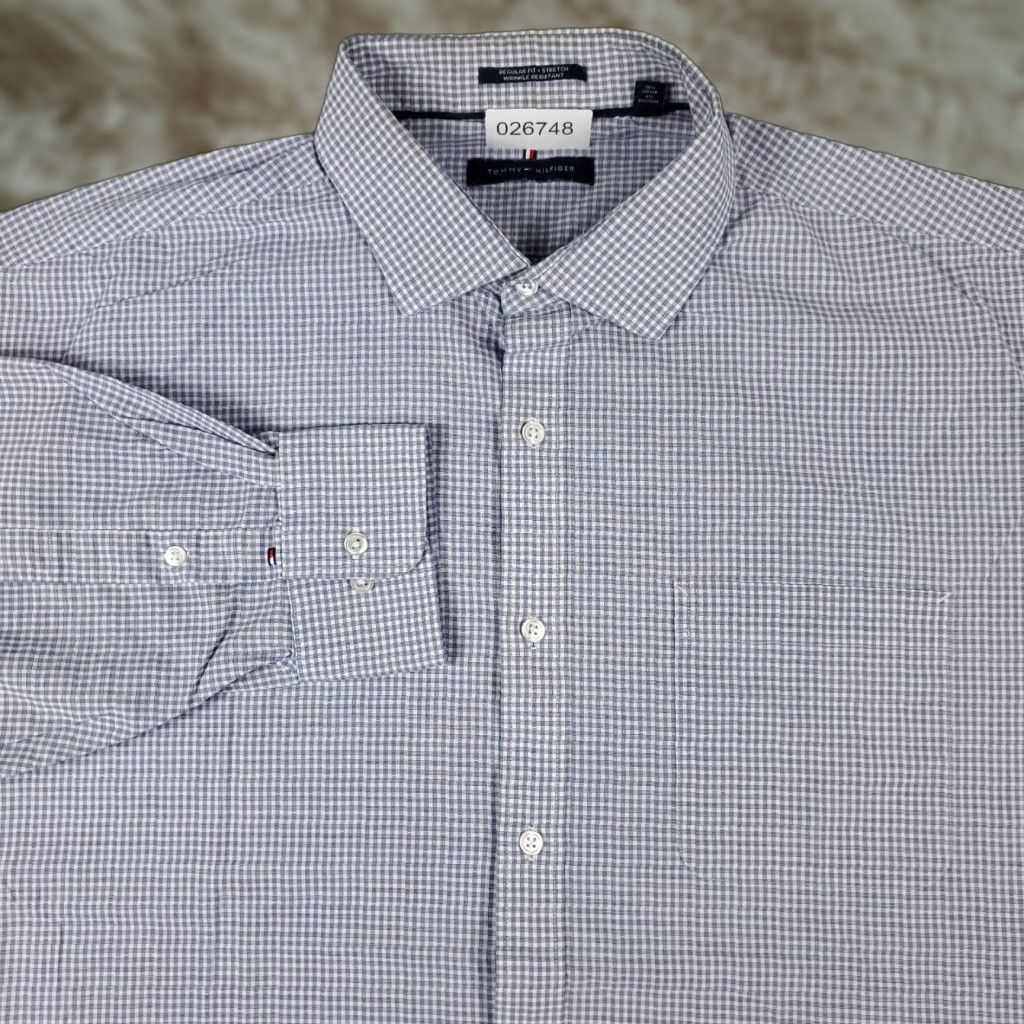 Tommy Hilfiger Tommy Hilfiger Shirt Mens 2XL Blue Plaid Button-Up Long Sleeve Casual Business Formal Workwear Size US XXL / EU 58 / 5 - 1 Thumbnail