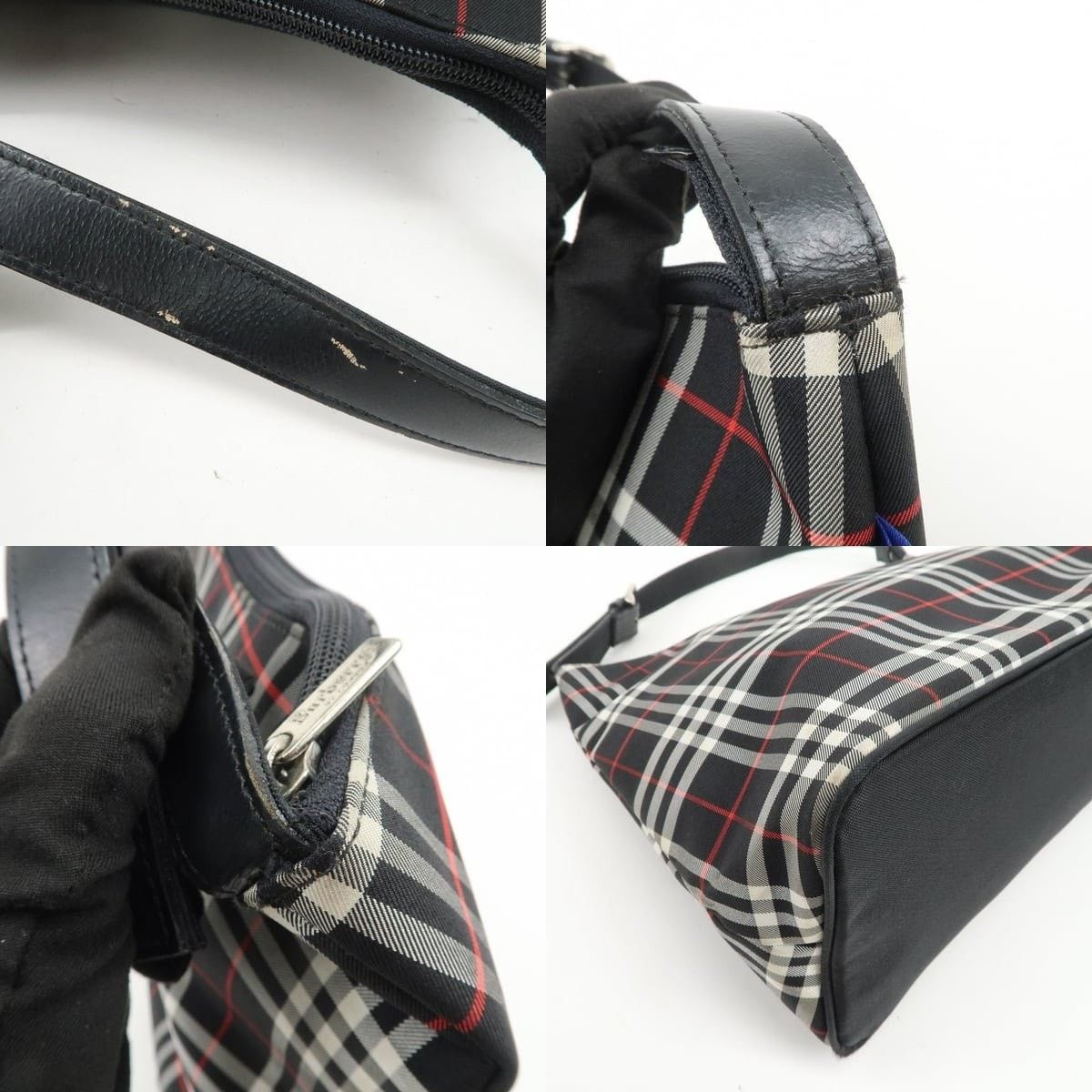 Burberry Burberry Blue Label Nova Plaid Nylon Shoulder Bag Black Size ONE SIZE - 4 Thumbnail