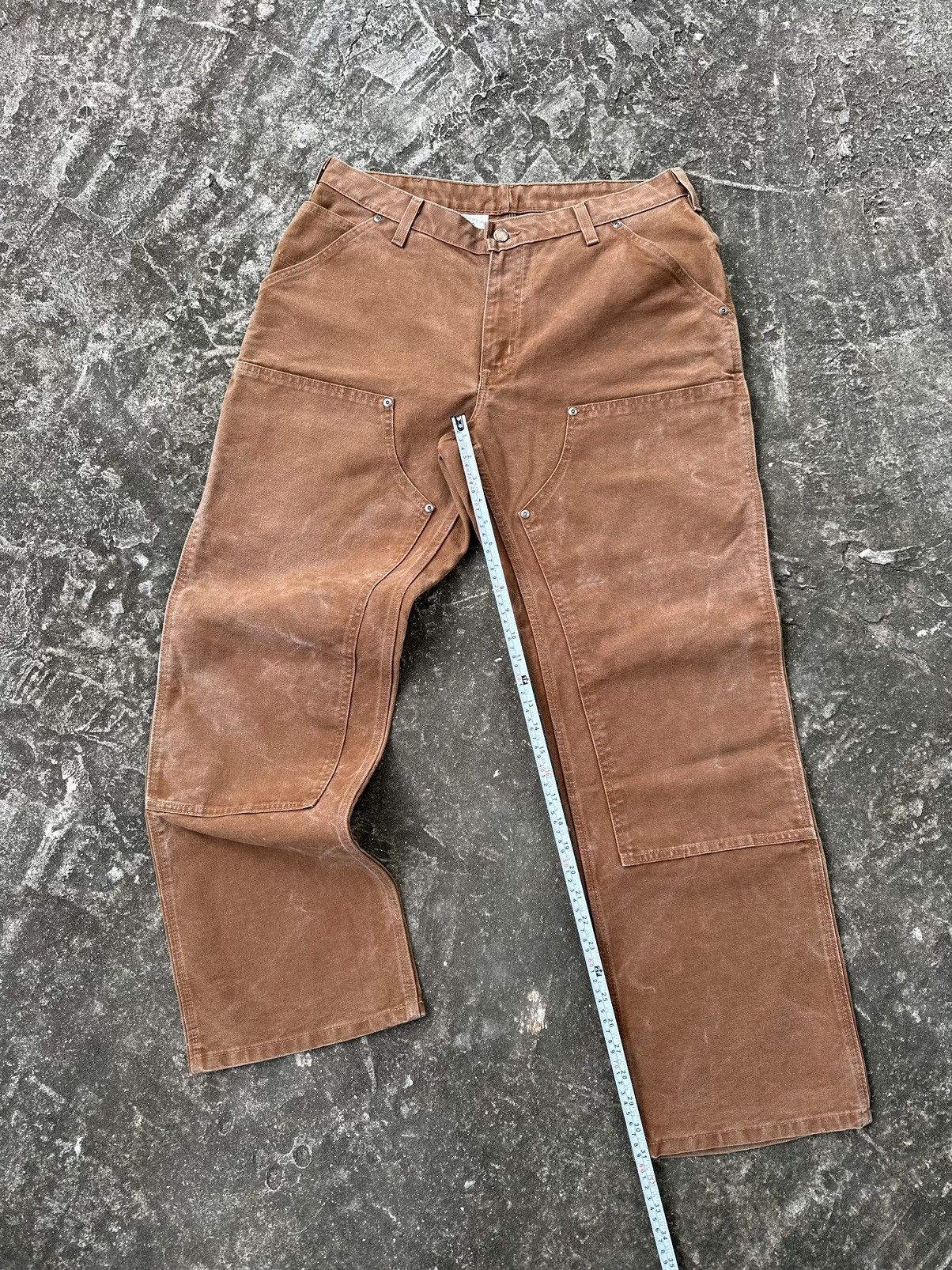 Carhartt (33x31) Crazy Faded Carhartt Double Knee Brown/Tan Size US 33 - 7 Thumbnail