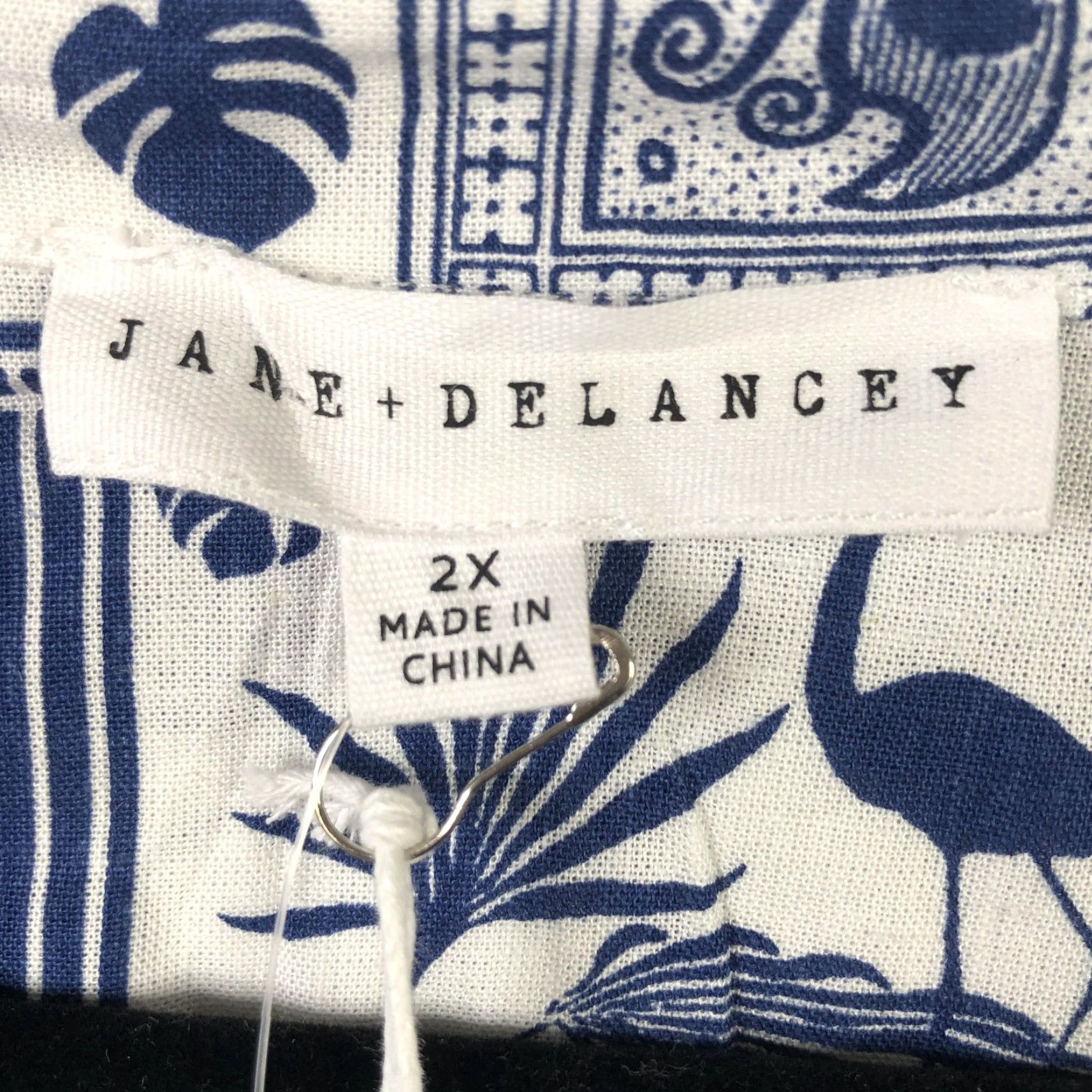 Vintage JANE + DELANCEY Shirt Womens 2X Blue Nautical Print Linen Blend Tunic Beachy Size XXL / US 16-18 / IT 52-54 - 3 Thumbnail