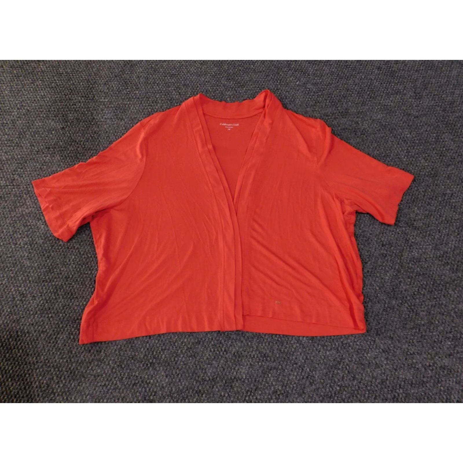 Coldwater Creek Coldwater Creek Cardigan Womens 1X Red Open Front Short Sleeve Lightweight Coverup Shirt Blouse Kimono Vintage No Womens Size XL / US 12-14 / IT 48-50 - 3 Thumbnail