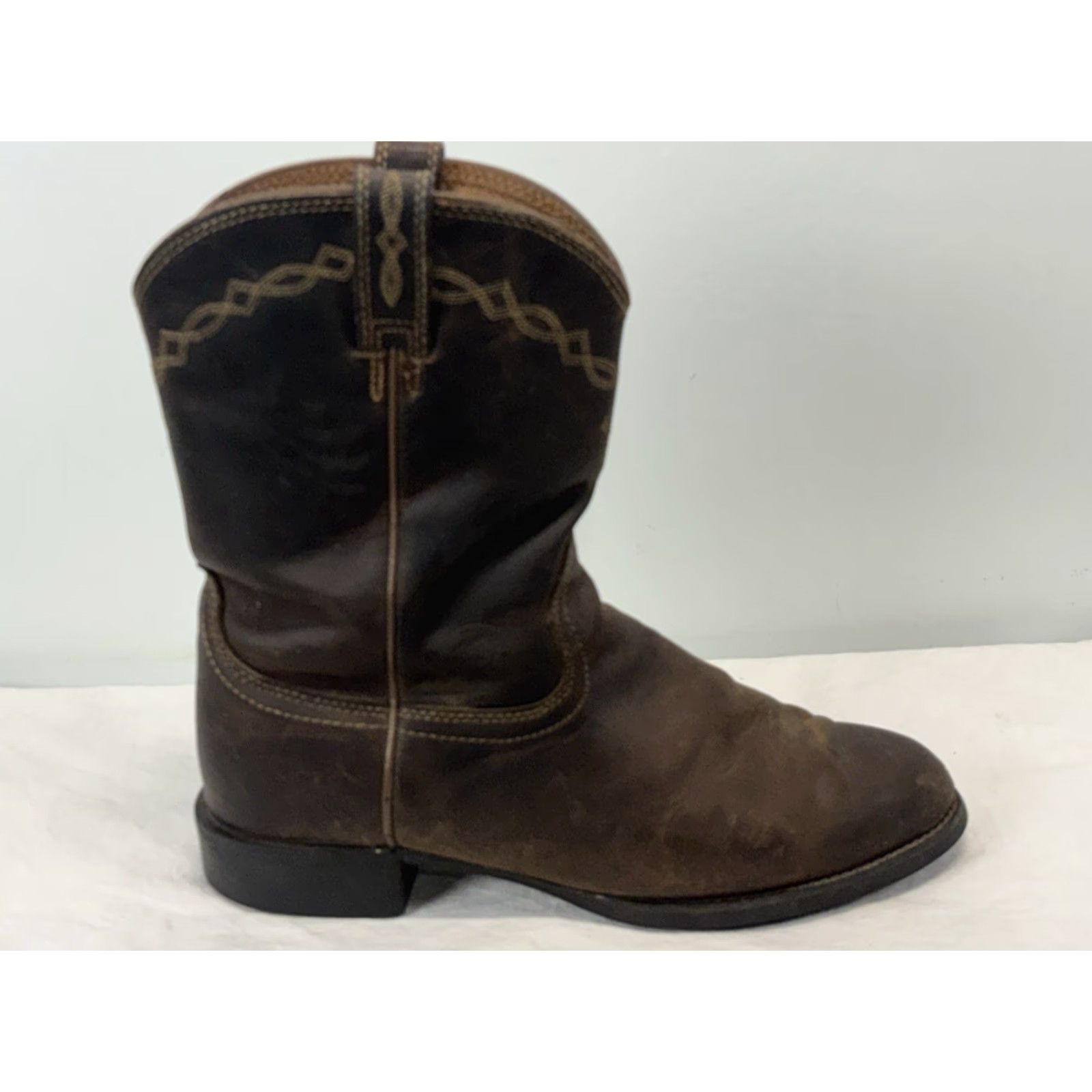 Ariat Ariat Men’s Heritage Roper DistressedLeather Brown Cowboy Western Boots EE 11 Size Leather Upper Mid-Calf Cowboy Theme Mens Shoes Boots Size US 11 / EU 44 - 2 Thumbnail