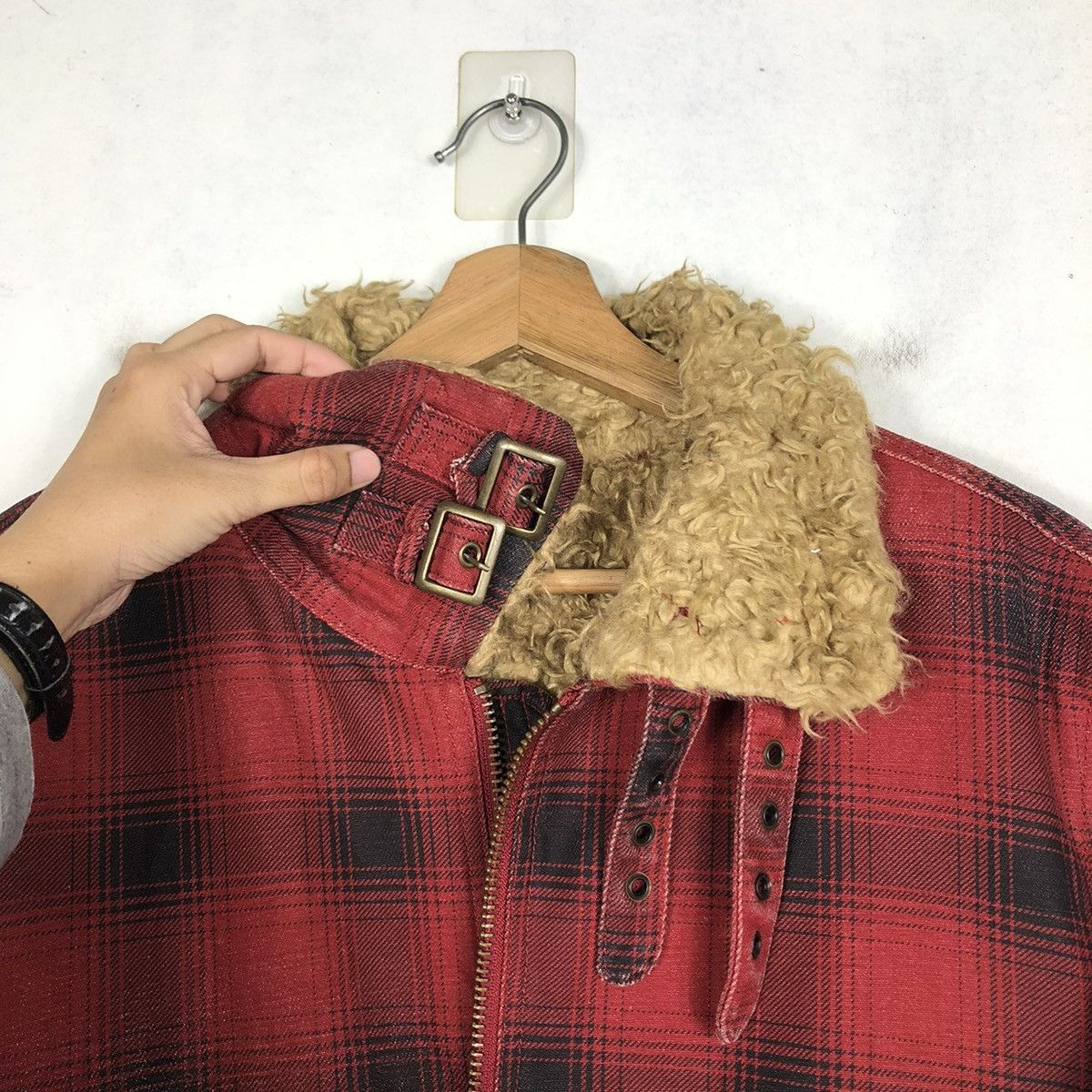 Hysteric Glamour 🔥VTG BIKER JACKET RANCH WEAR MARLONO FUR BLANKET TARTAN Size US L / EU 52-54 / 3 - 18 Thumbnail