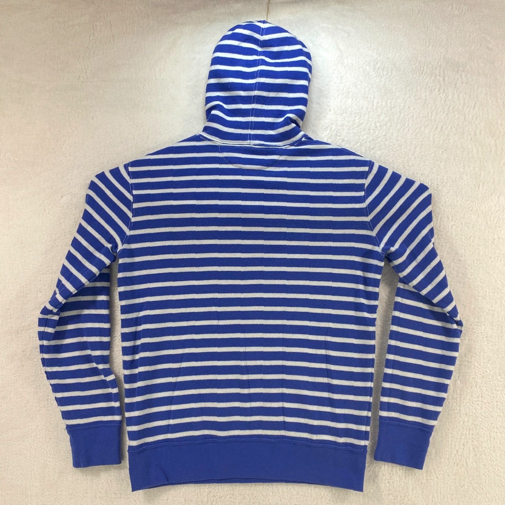 Polo Ralph Lauren VINTAGE Polo Ralph Lauren Blue White Hoodie Sweatshirt Pullover Pockets Mens M Size US M / EU 48-50 / 2 - 2 Thumbnail