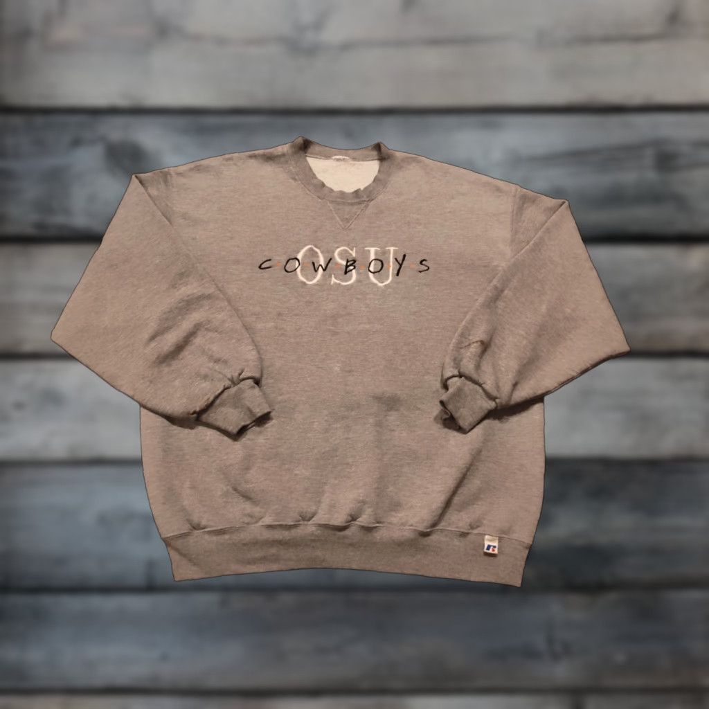 Vintage Vtg Russell Oklahoma State Cowboys OSU Crewneck Sweatshirt Gray Name Spellout Size US M / EU 48-50 / 2 - 1 Thumbnail