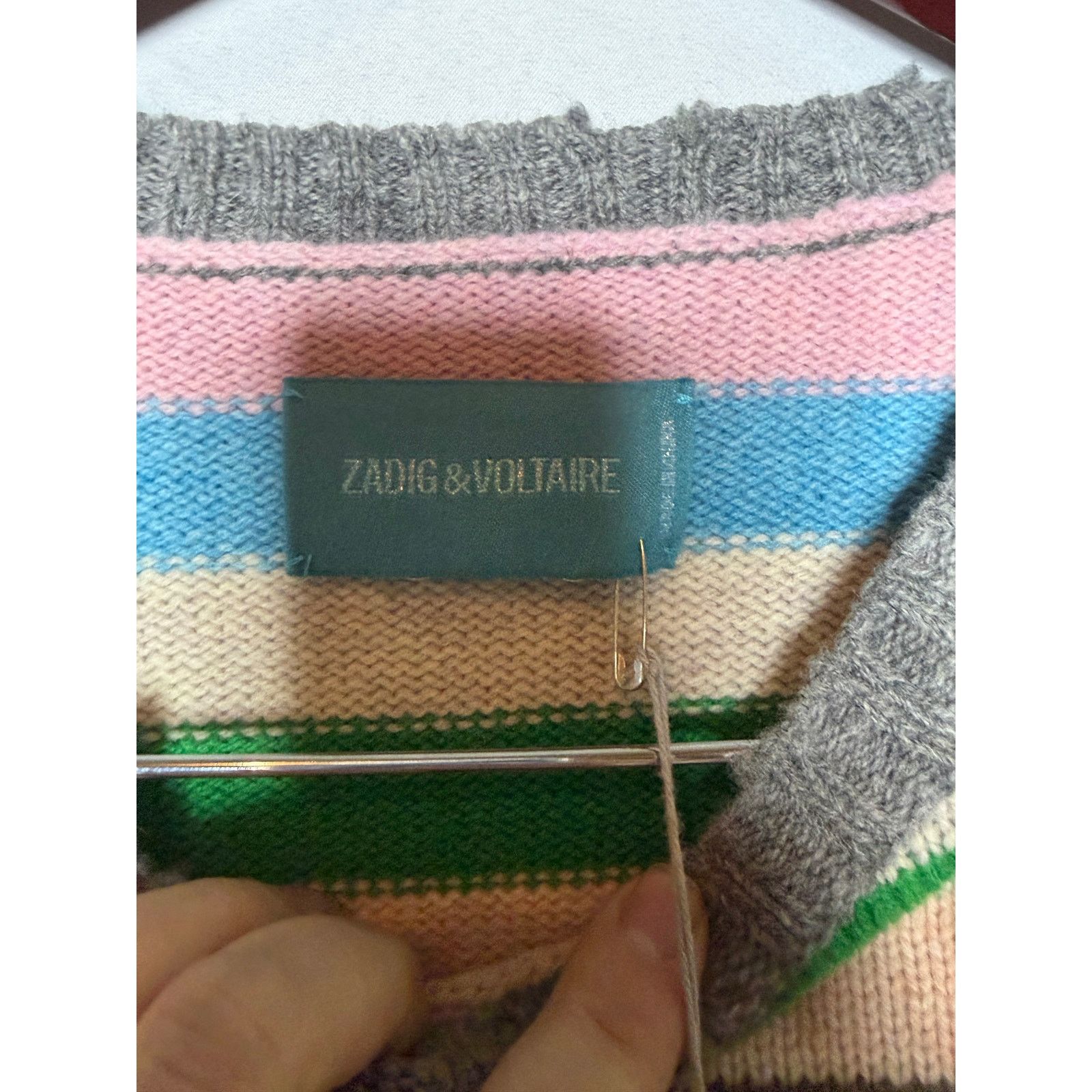 Zadig & Voltaire Zadig & Voltaire wool multicolor striped embroidered sweater Size XS / US 0-2 / IT 36-38 - 6 Thumbnail
