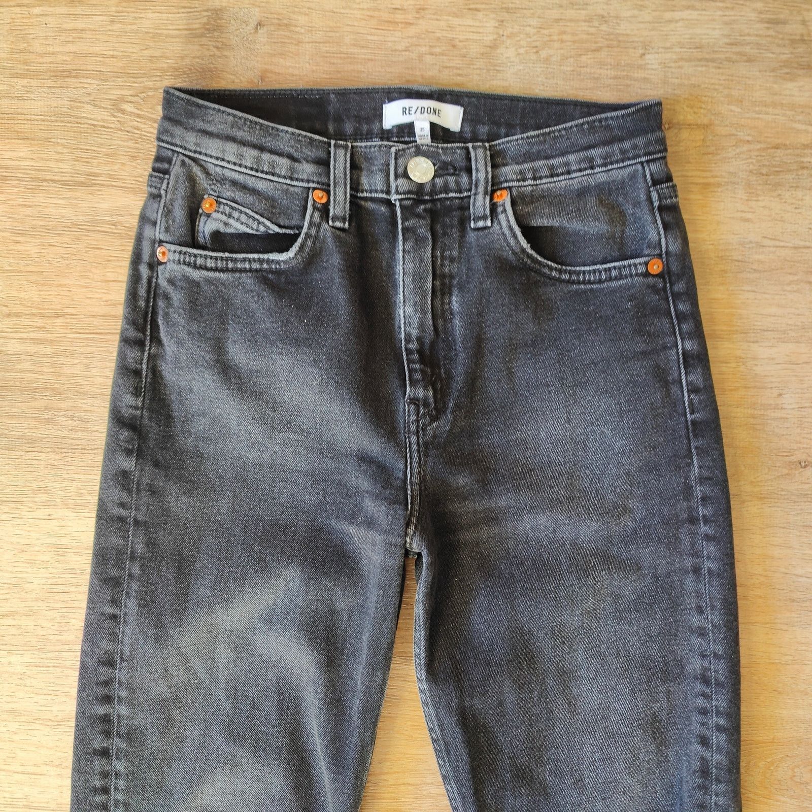 RE/DONE Re/Done Originals 70s Straight Jeans Womens 25 Washed Noir Size 25" / US 0 / IT 36 - 2 Thumbnail