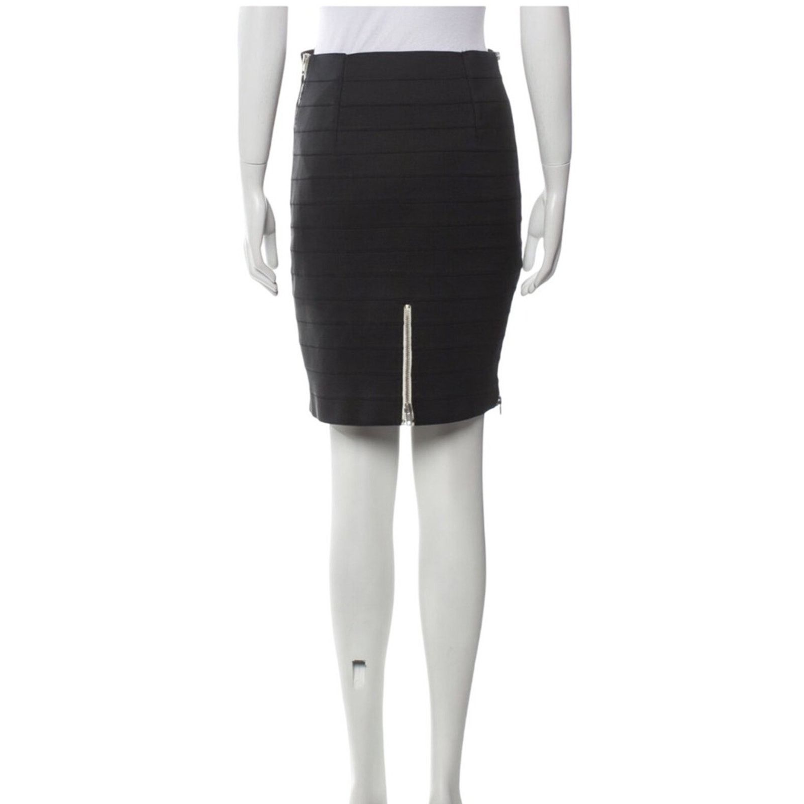 Band Of Outsiders Band of Outsiders Black Ribbed Knit Pencil Skirt Size 23" - 3 Thumbnail