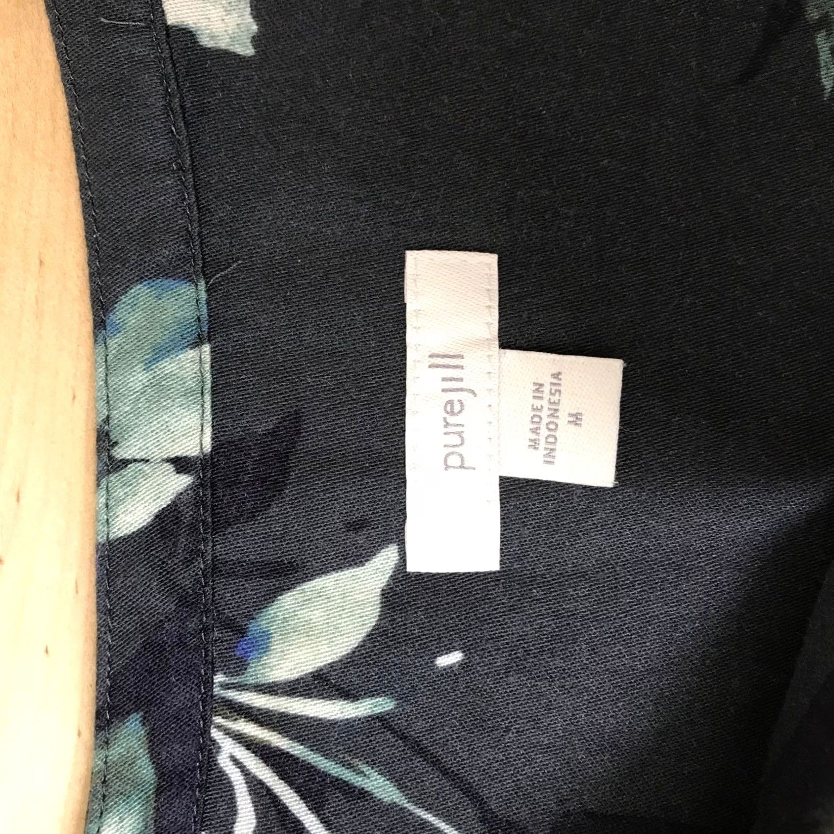 Vintage Pure Jill Blouse Womens Button Front Long Sleeve Leaf Print Dark Gray M Size M / US 6-8 / IT 42-44 - 7 Thumbnail