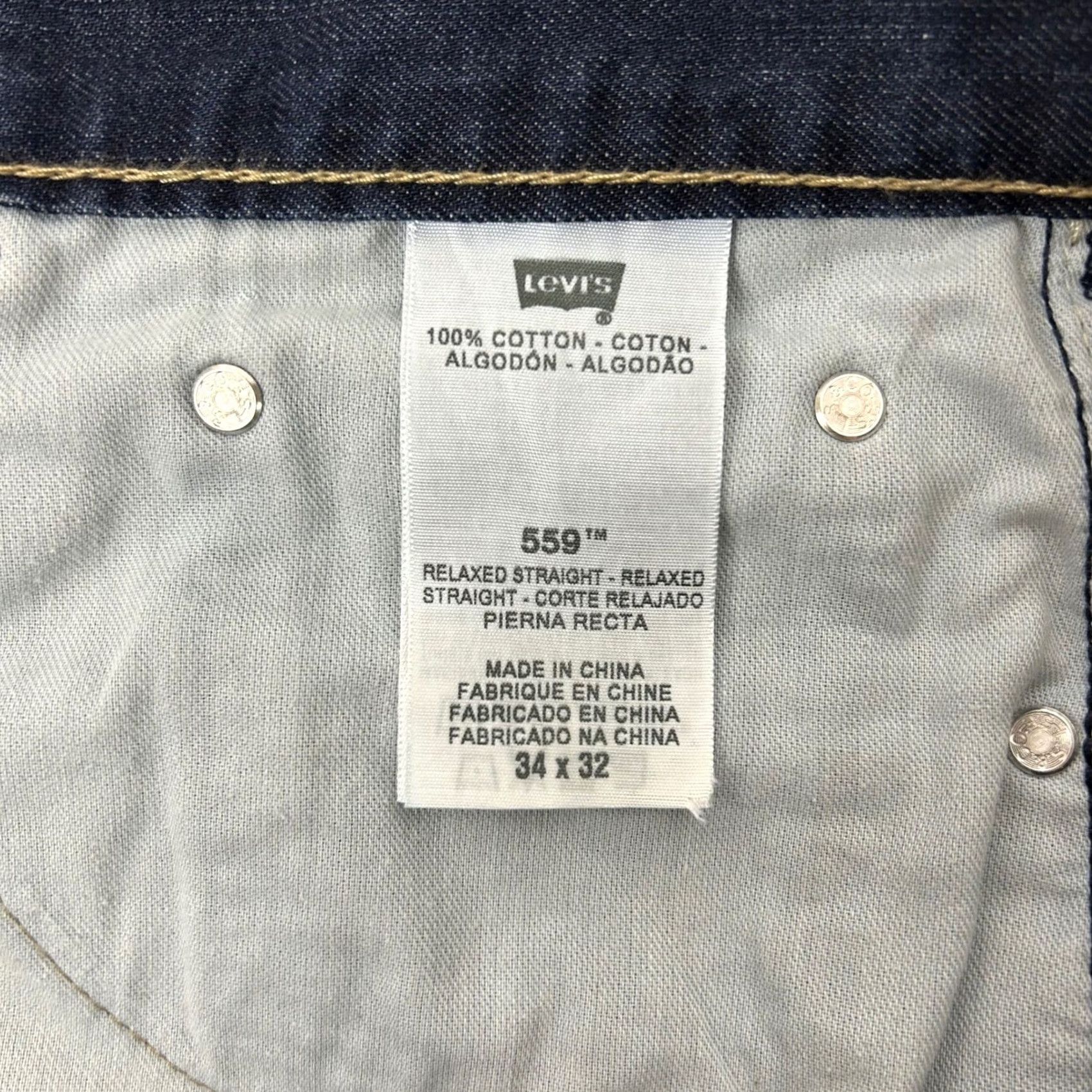Levi's Levi's 559 Relaxed Straight Jeans Mens 34x32 Dark Wash Denim 5-Pocket Button Zip Cotton | Levi's 600 Series Size US 34 / EU 50 - 3 Thumbnail