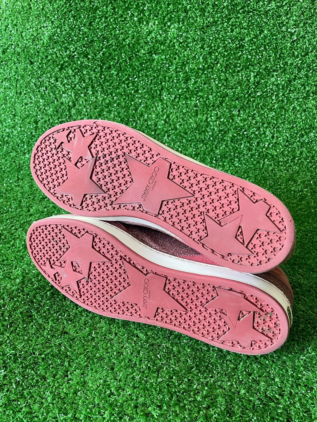 Jimmy Choo Jimmy Choo Pink Glitter And Suede Miami Lace Up Sneakers 39 Size US 9 / IT 39 - 8 Thumbnail